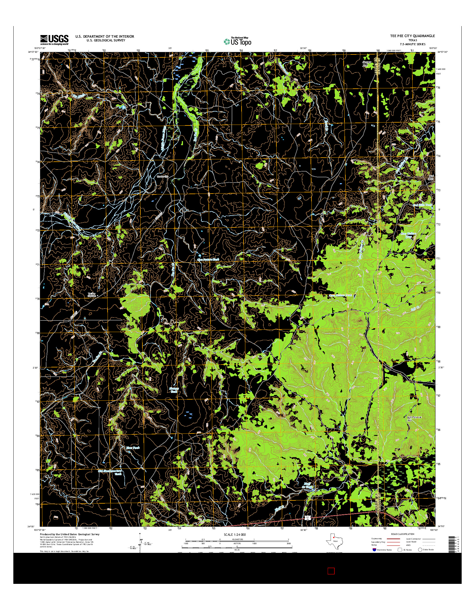 USGS US TOPO 7.5-MINUTE MAP FOR TEE PEE CITY, TX 2016
