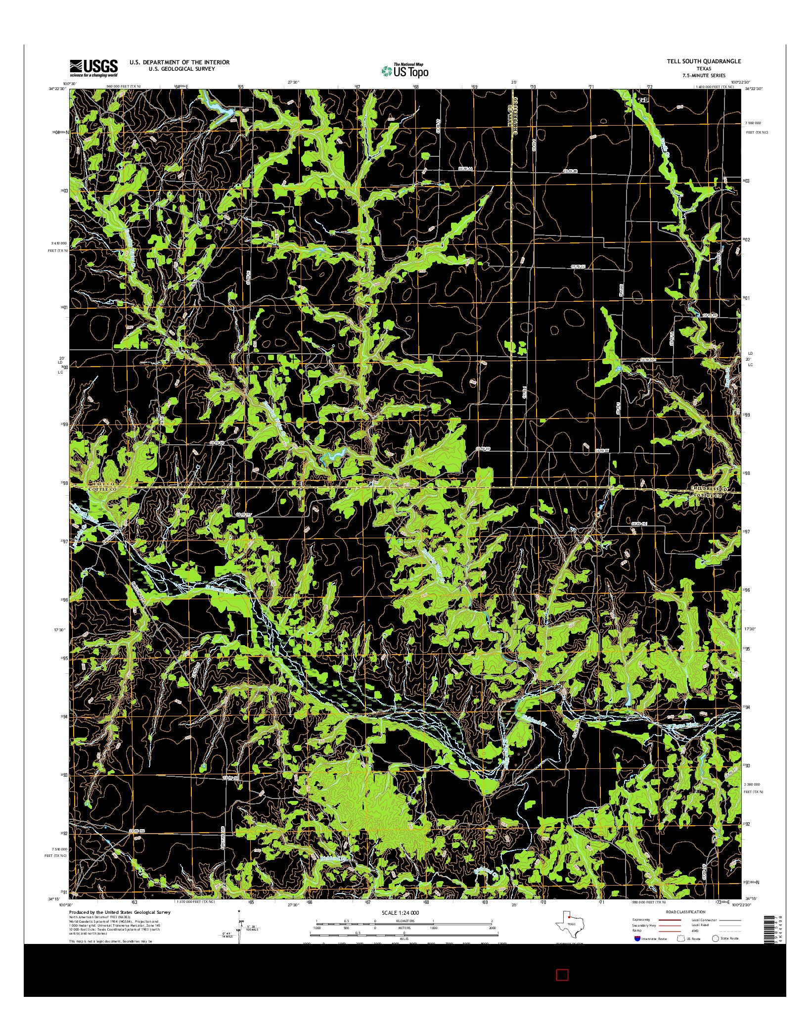 USGS US TOPO 7.5-MINUTE MAP FOR TELL SOUTH, TX 2016