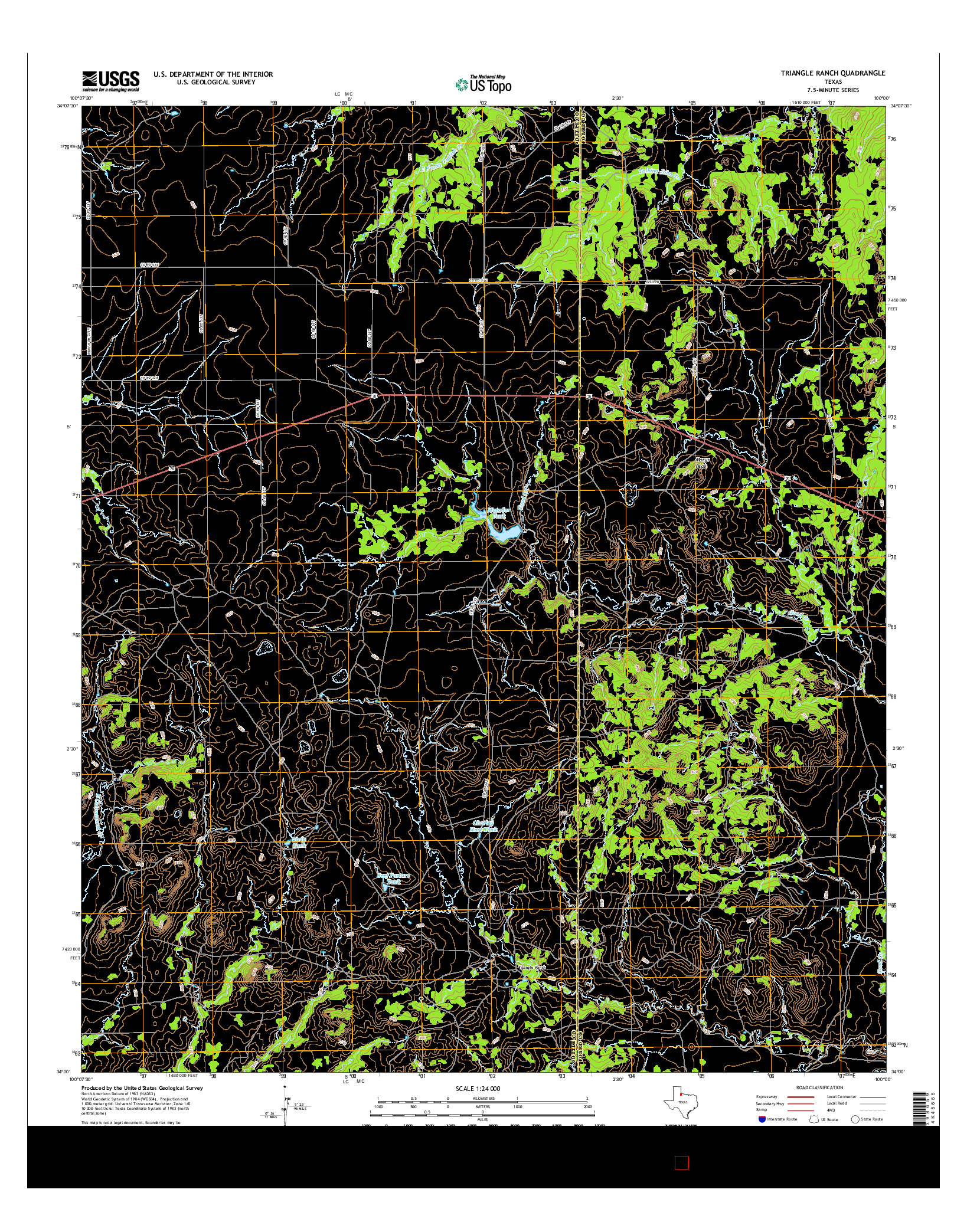 USGS US TOPO 7.5-MINUTE MAP FOR TRIANGLE RANCH, TX 2016