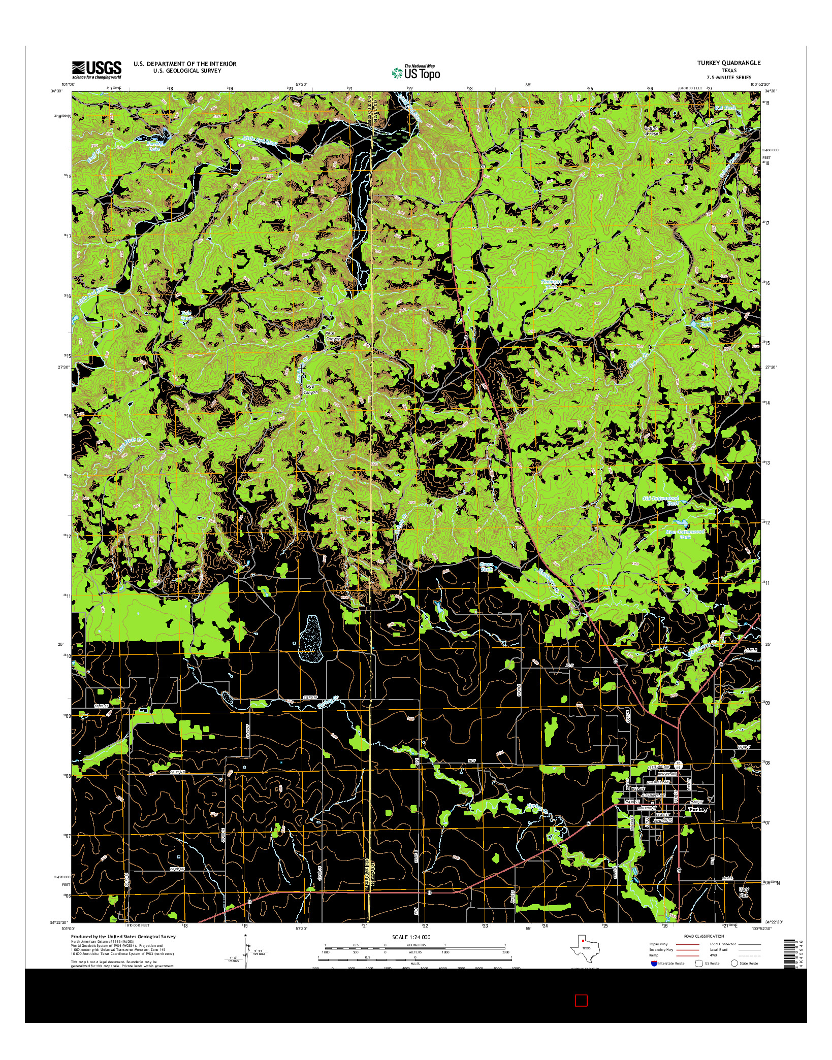 USGS US TOPO 7.5-MINUTE MAP FOR TURKEY, TX 2016