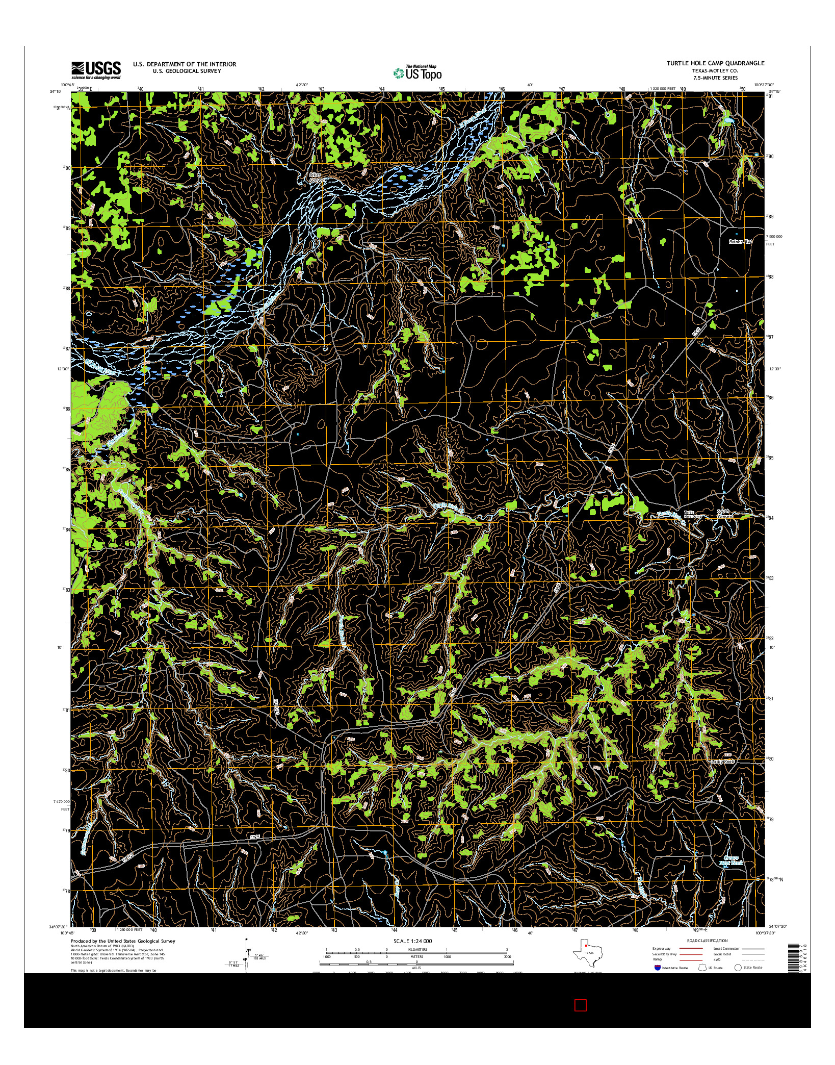 USGS US TOPO 7.5-MINUTE MAP FOR TURTLE HOLE CAMP, TX 2016