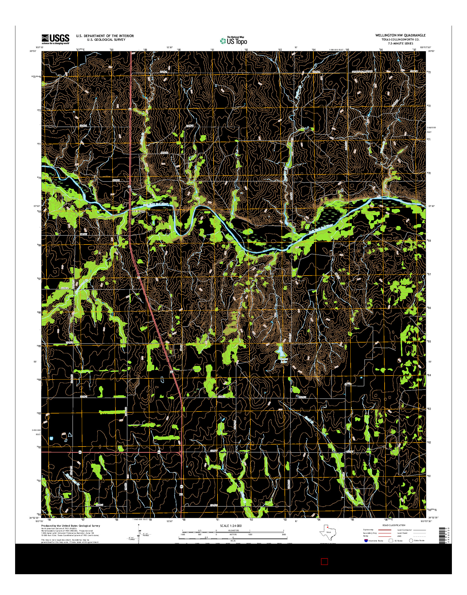 USGS US TOPO 7.5-MINUTE MAP FOR WELLINGTON NW, TX 2016