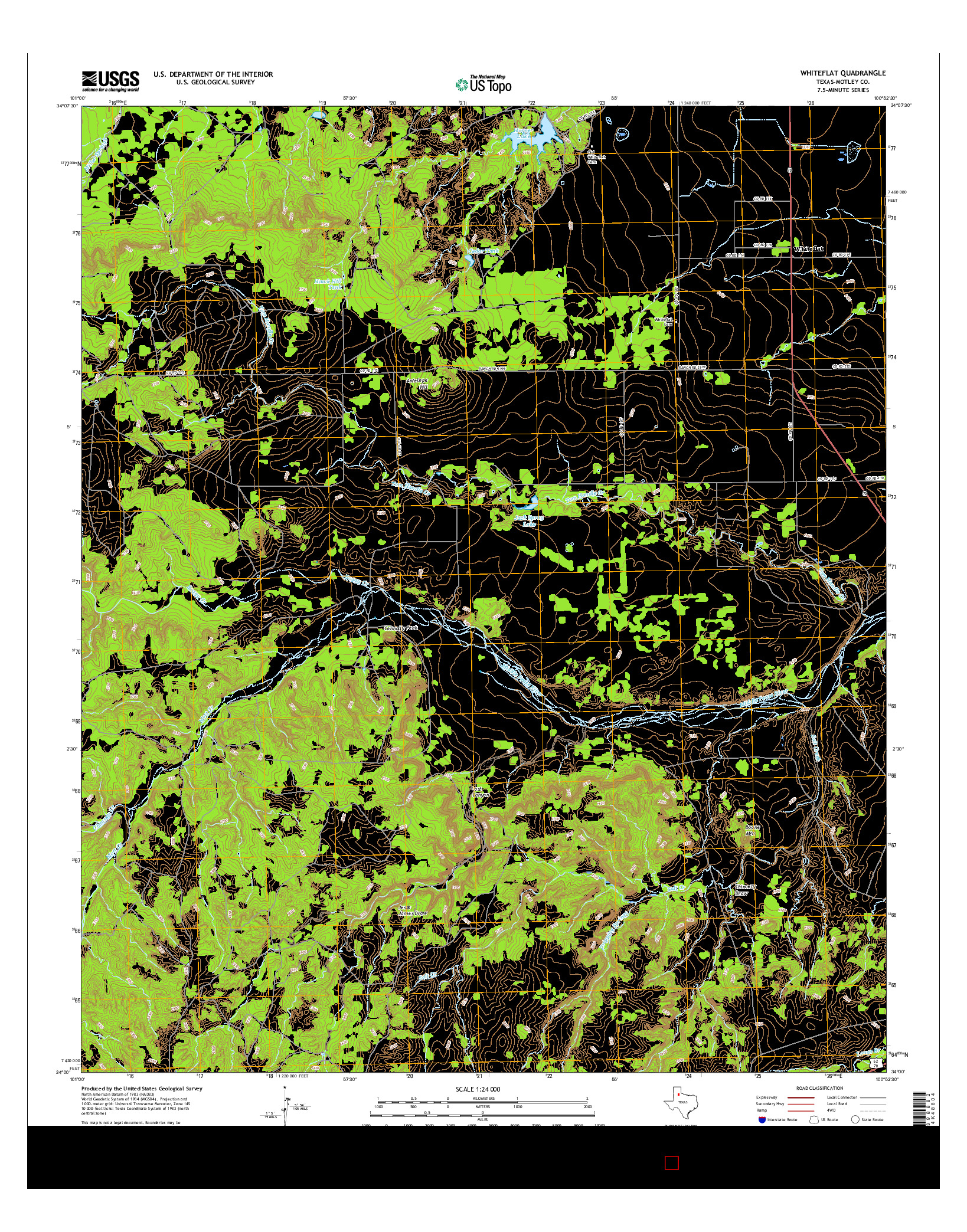 USGS US TOPO 7.5-MINUTE MAP FOR WHITEFLAT, TX 2016