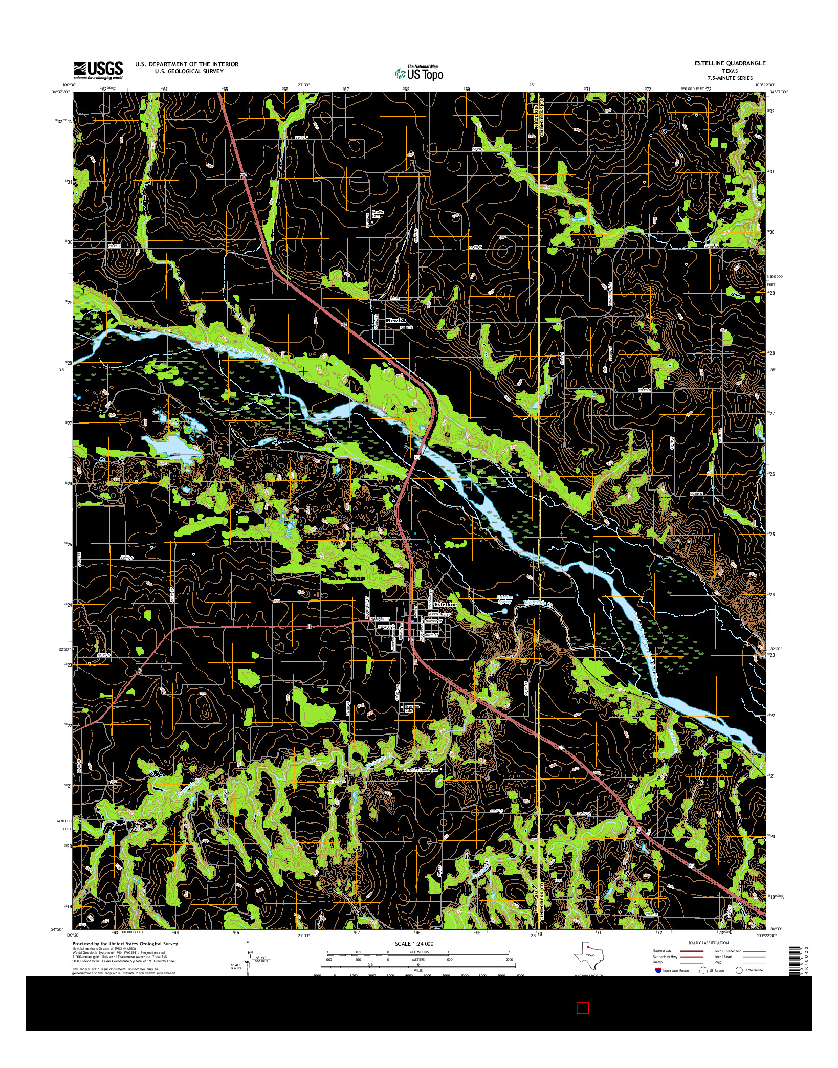 USGS US TOPO 7.5-MINUTE MAP FOR ESTELLINE, TX 2016