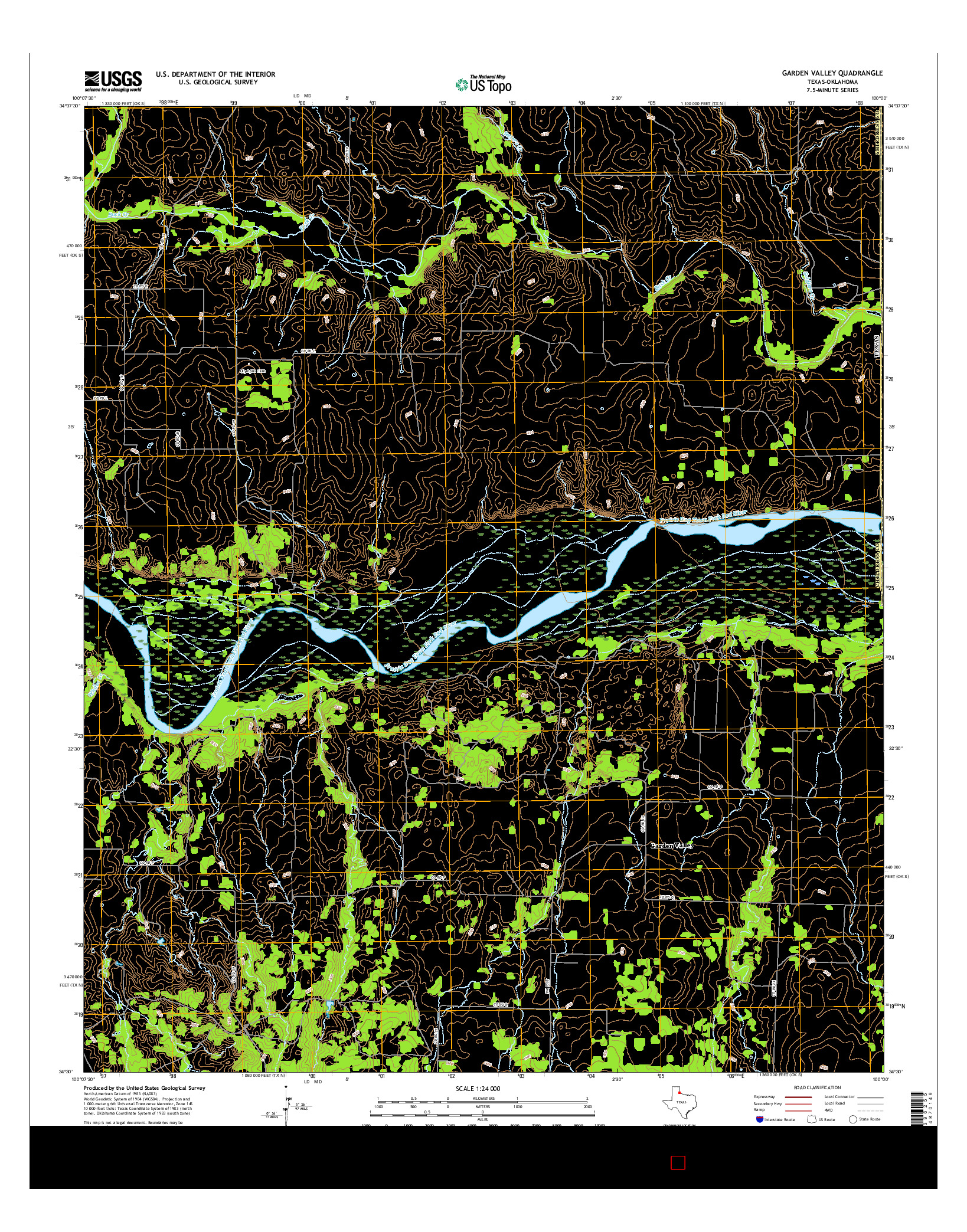 USGS US TOPO 7.5-MINUTE MAP FOR GARDEN VALLEY, TX-OK 2016