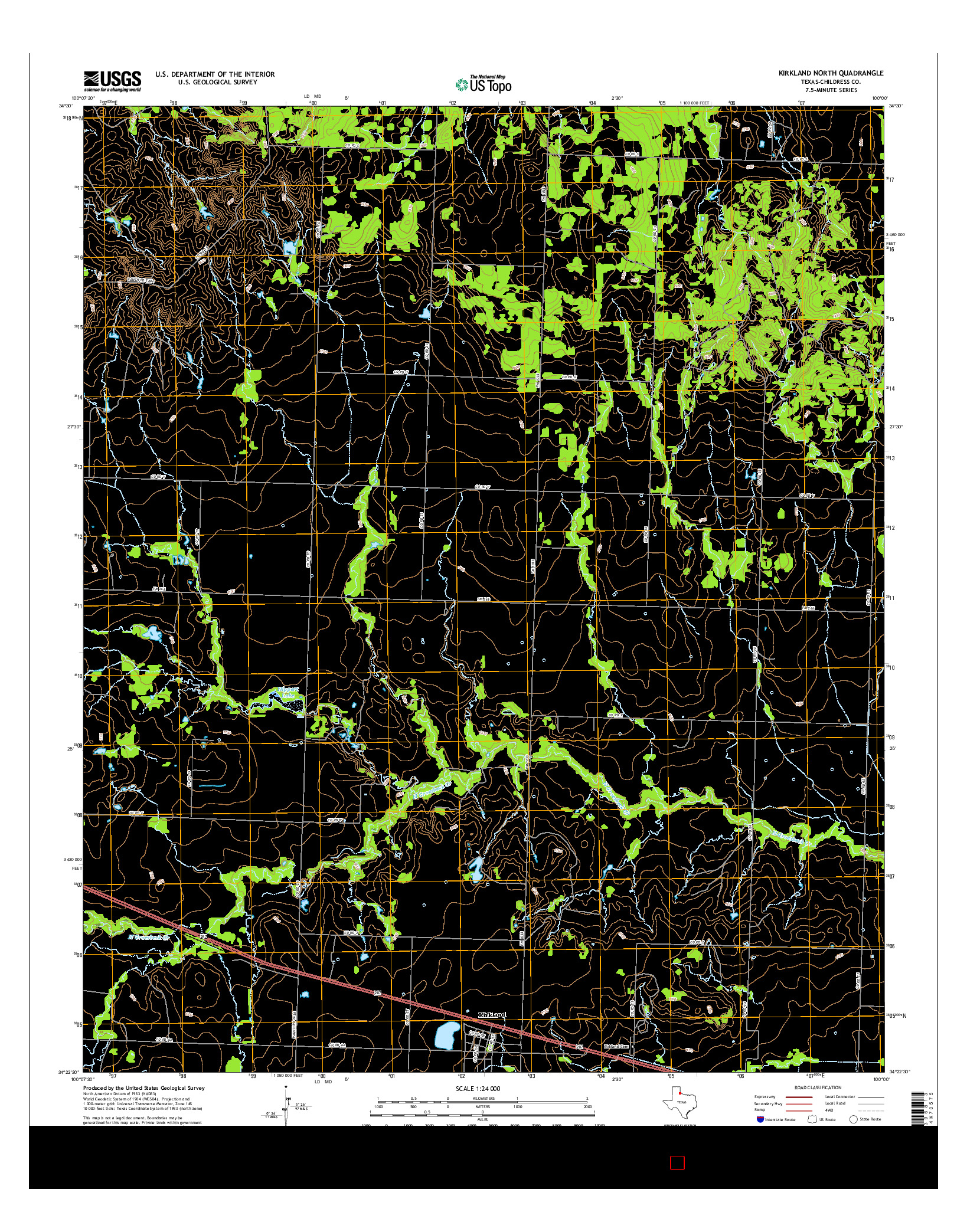 USGS US TOPO 7.5-MINUTE MAP FOR KIRKLAND NORTH, TX 2016