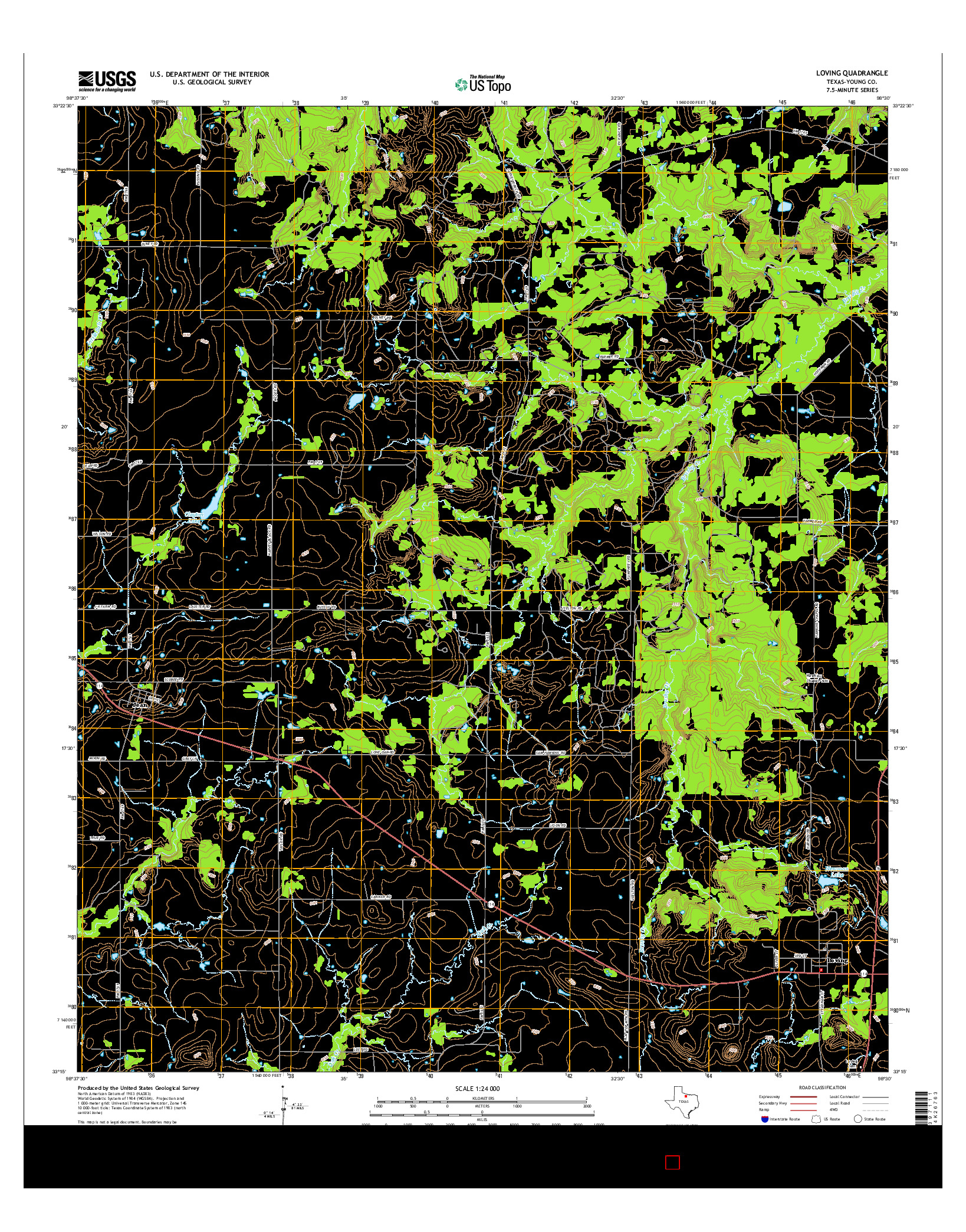 USGS US TOPO 7.5-MINUTE MAP FOR LOVING, TX 2016