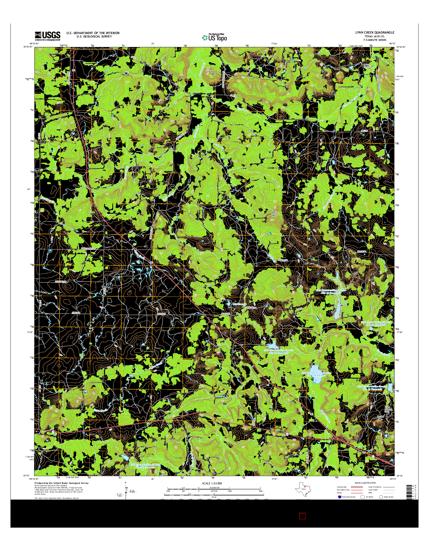 USGS US TOPO 7.5-MINUTE MAP FOR LYNN CREEK, TX 2016