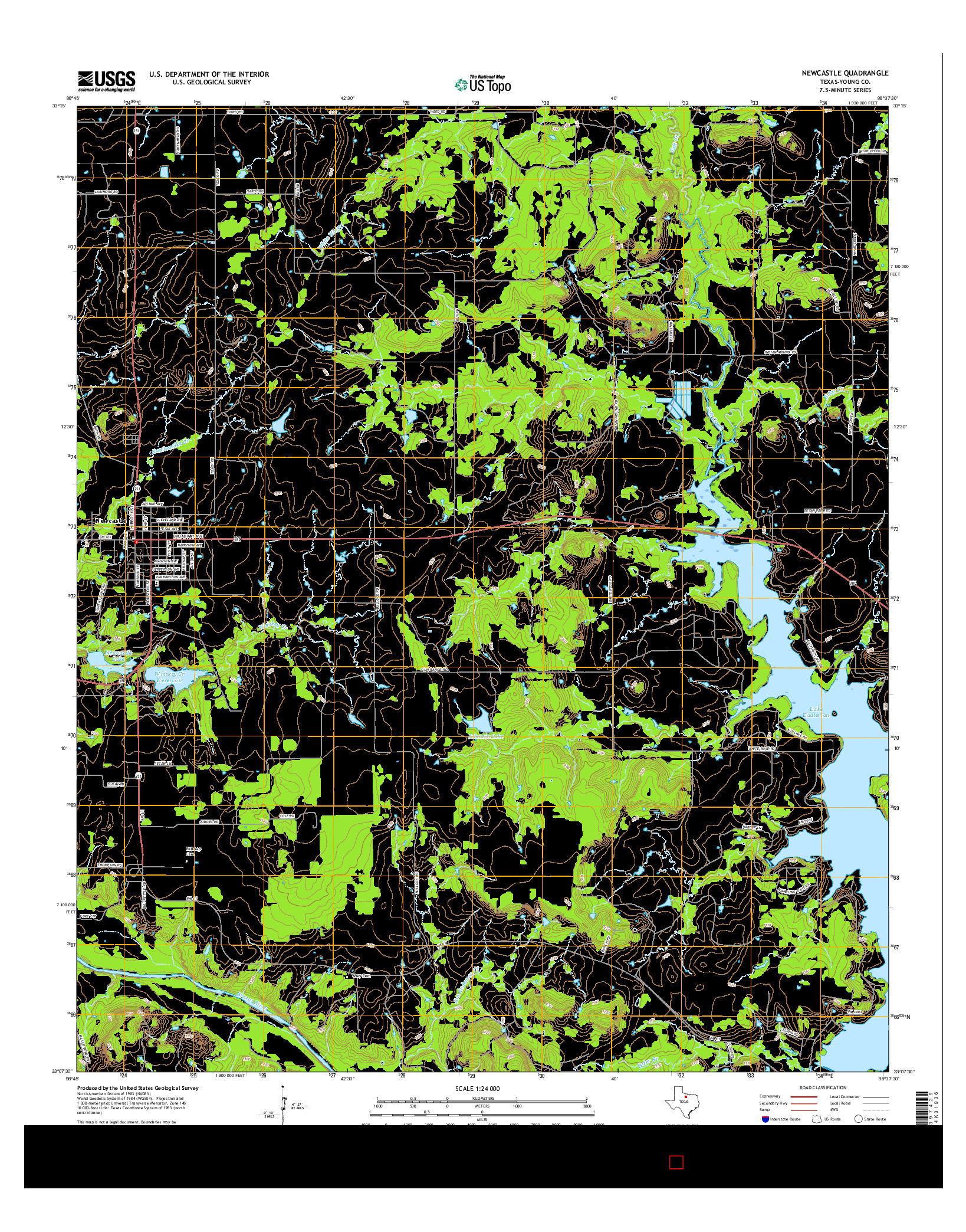 USGS US TOPO 7.5-MINUTE MAP FOR NEWCASTLE, TX 2016