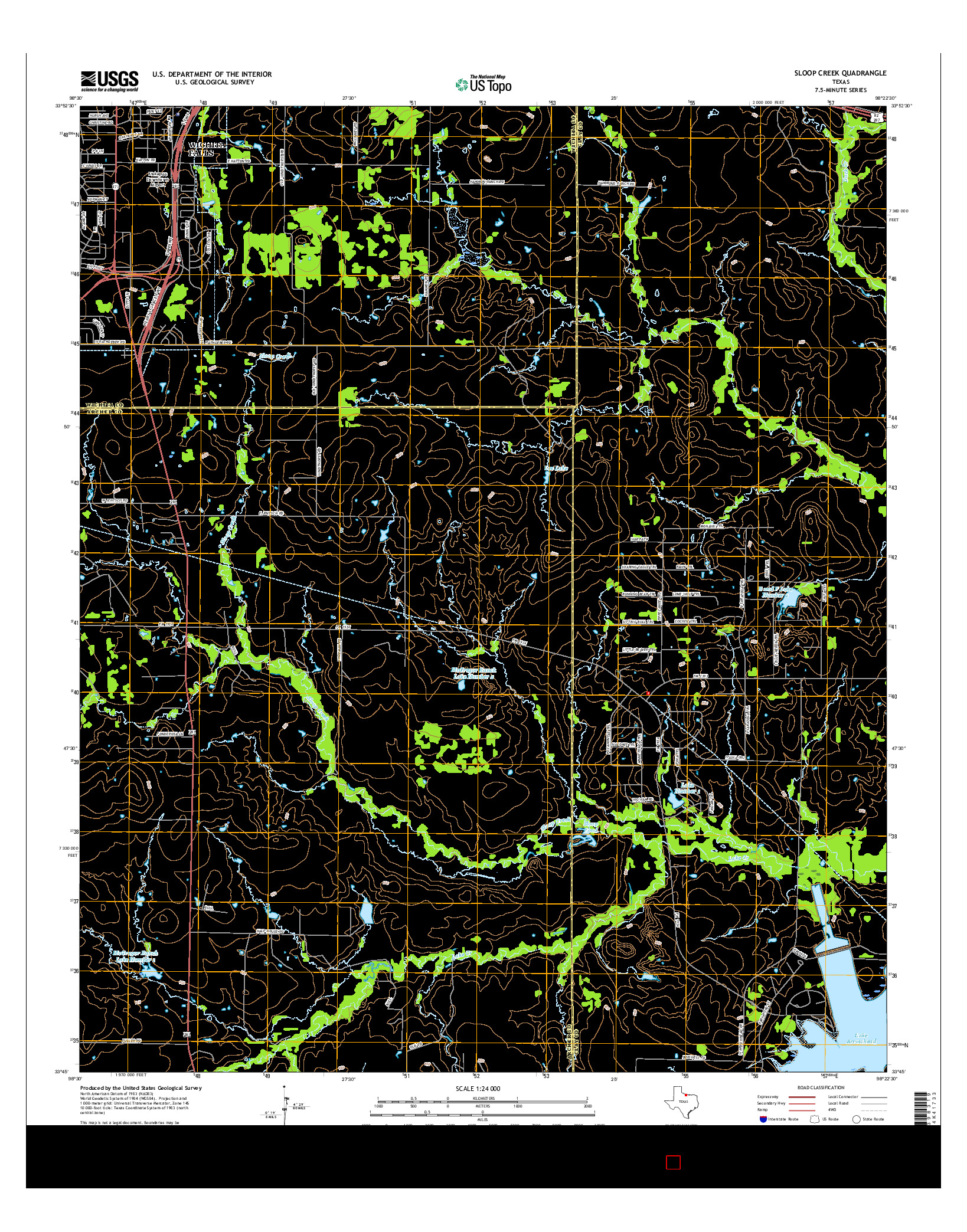 USGS US TOPO 7.5-MINUTE MAP FOR SLOOP CREEK, TX 2016