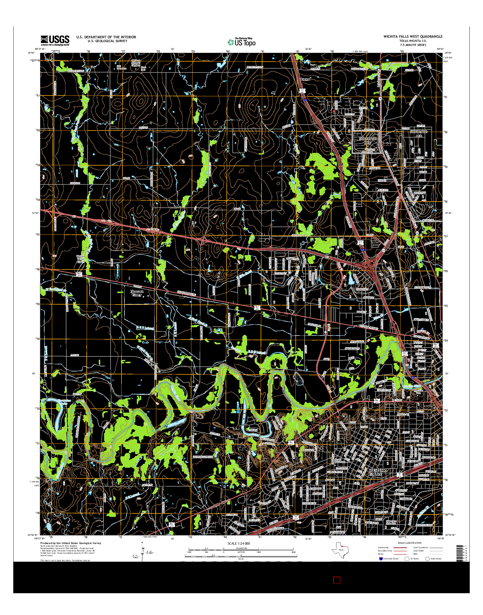 USGS US TOPO 7.5-MINUTE MAP FOR WICHITA FALLS WEST, TX 2016