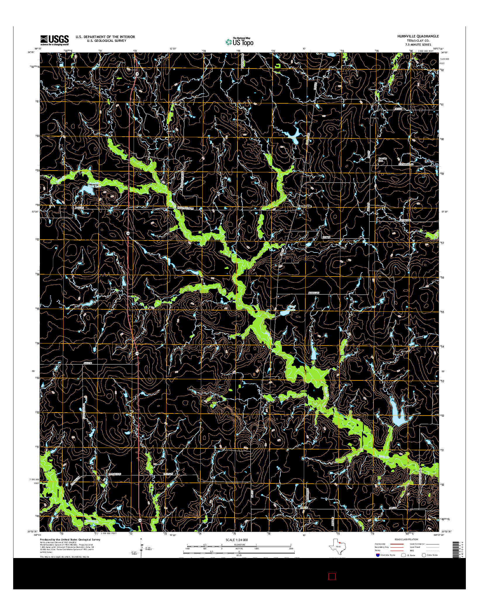 USGS US TOPO 7.5-MINUTE MAP FOR HURNVILLE, TX 2016