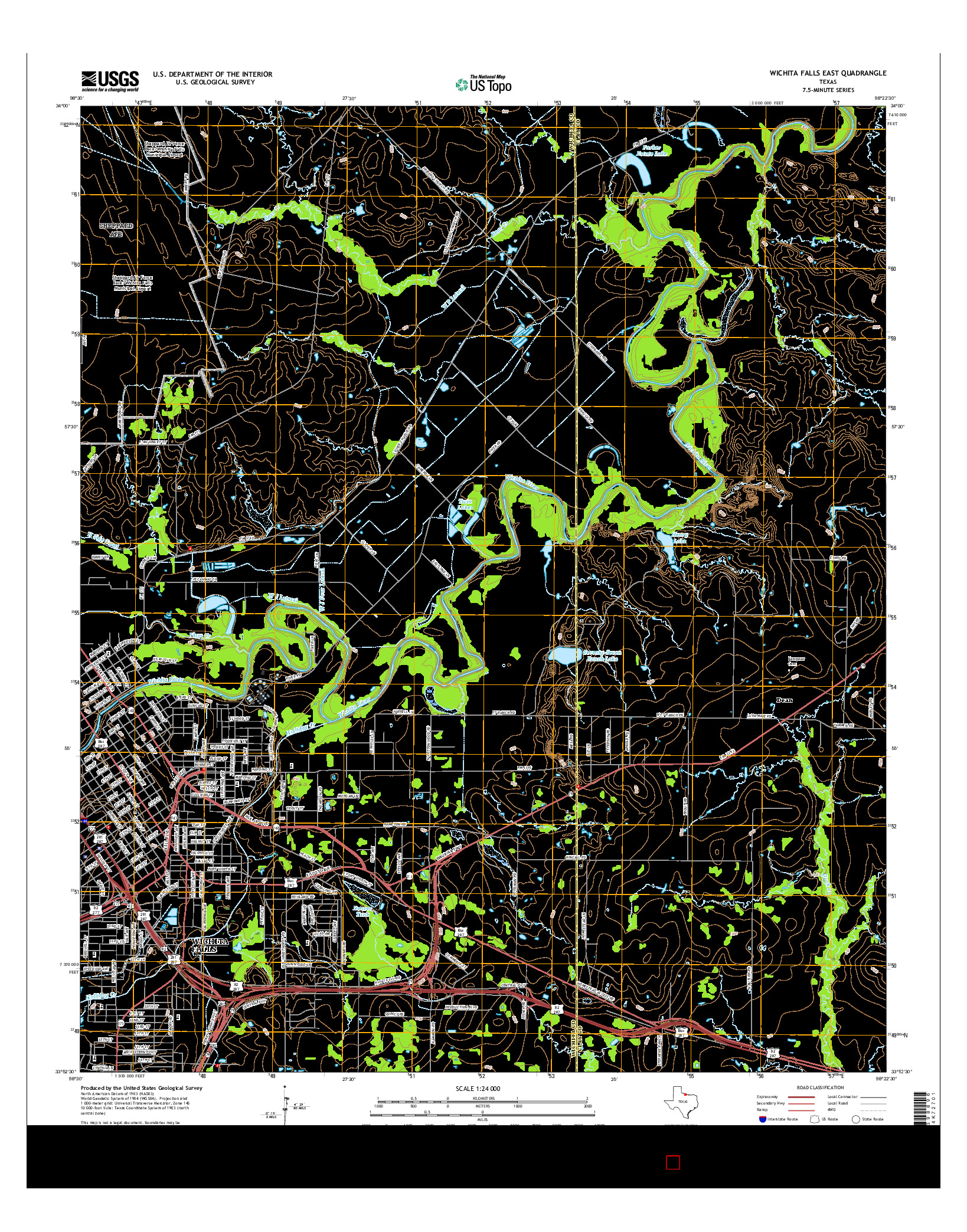 USGS US TOPO 7.5-MINUTE MAP FOR WICHITA FALLS EAST, TX 2016