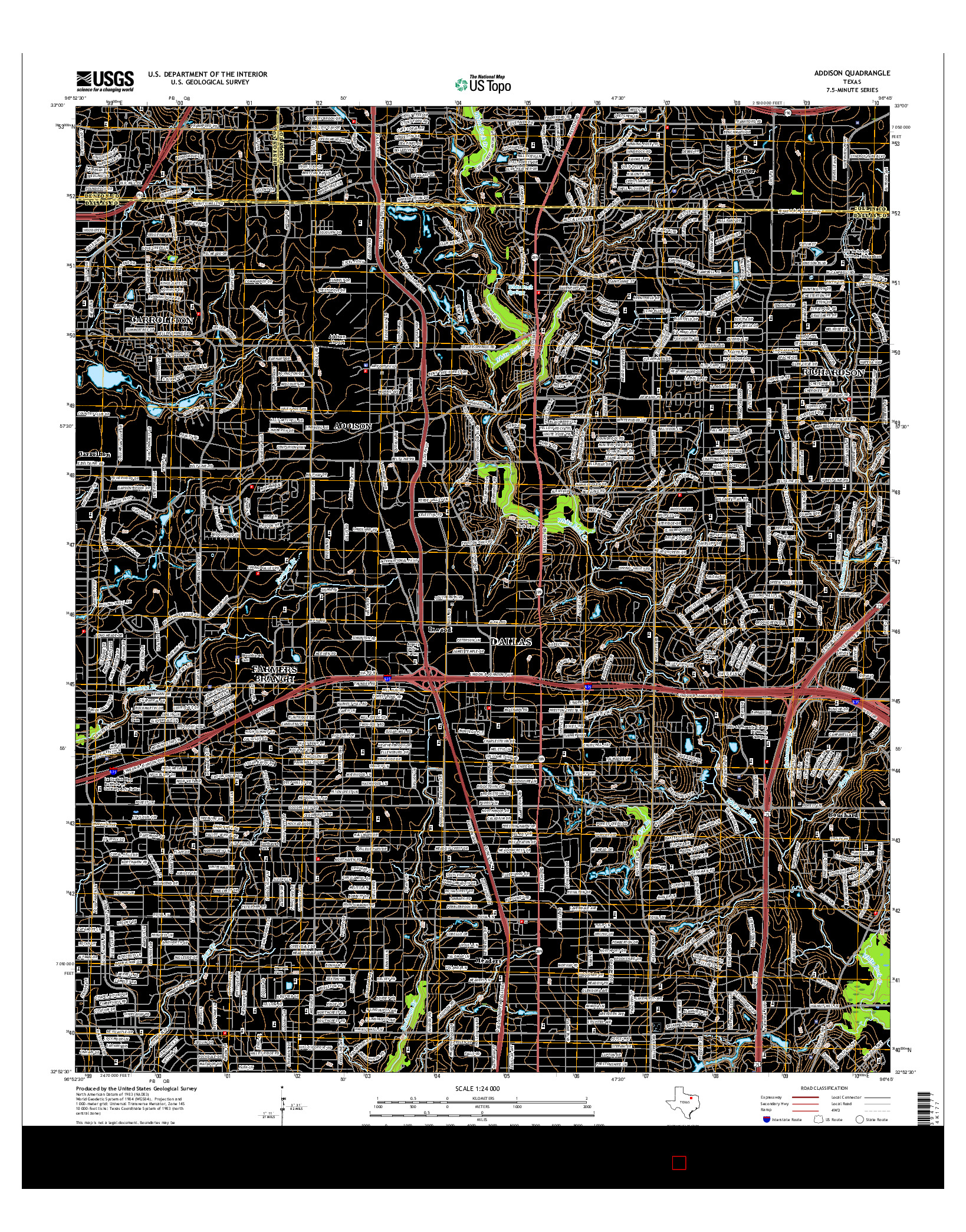 USGS US TOPO 7.5-MINUTE MAP FOR ADDISON, TX 2016