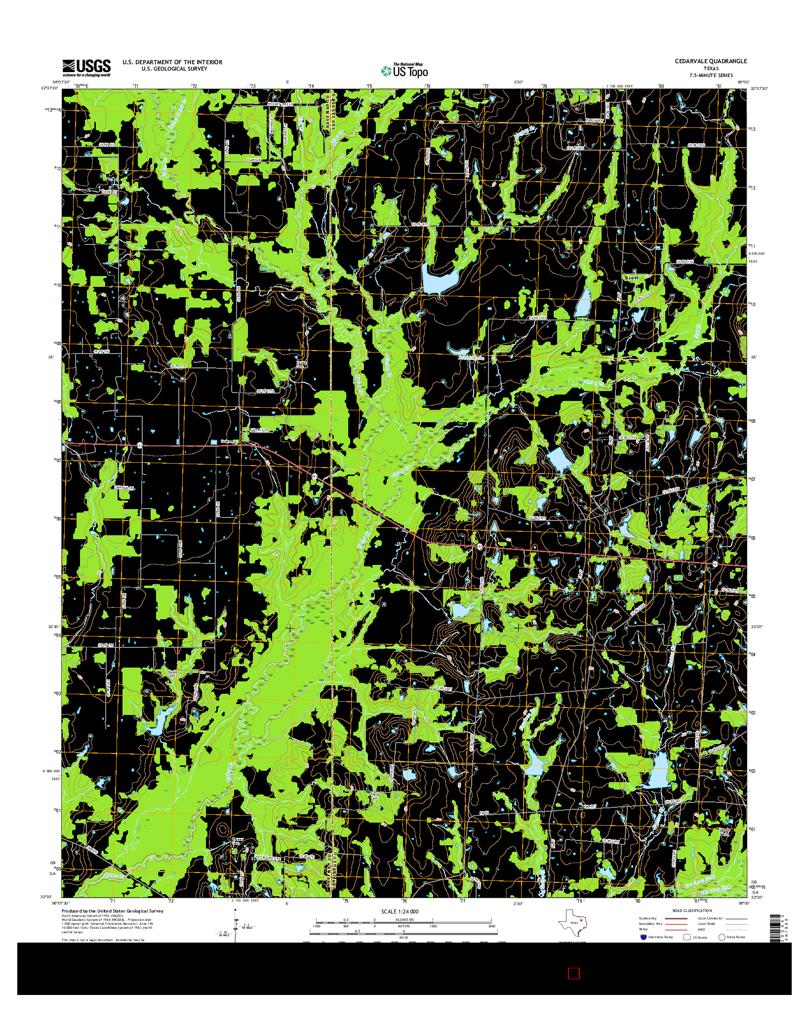 USGS US TOPO 7.5-MINUTE MAP FOR CEDARVALE, TX 2016