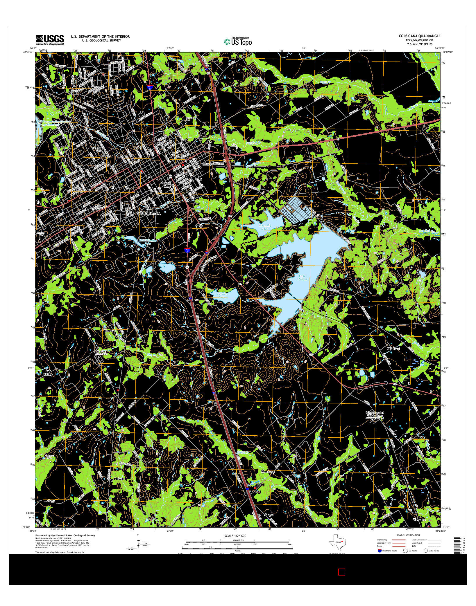 USGS US TOPO 7.5-MINUTE MAP FOR CORSICANA, TX 2016