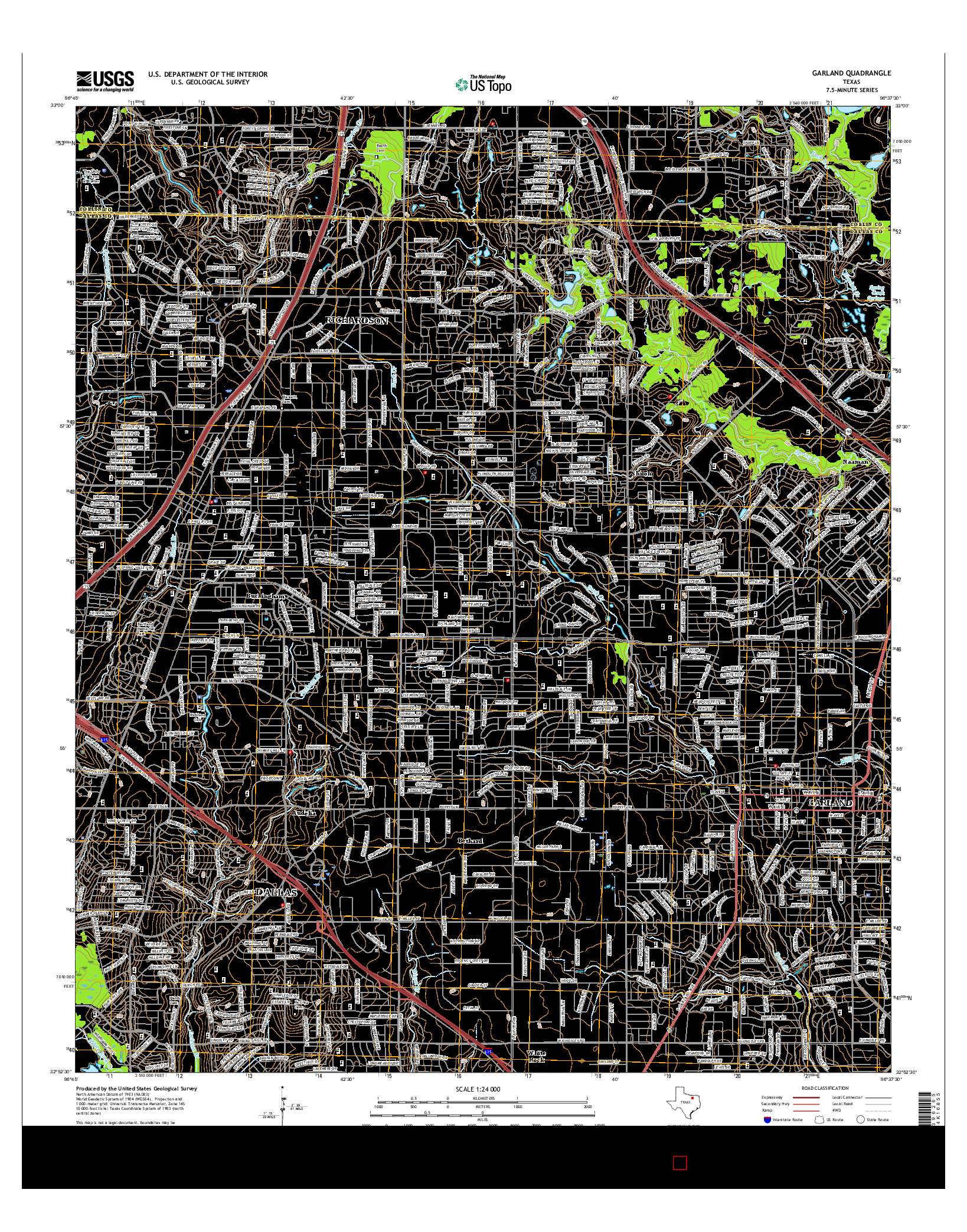 USGS US TOPO 7.5-MINUTE MAP FOR GARLAND, TX 2016