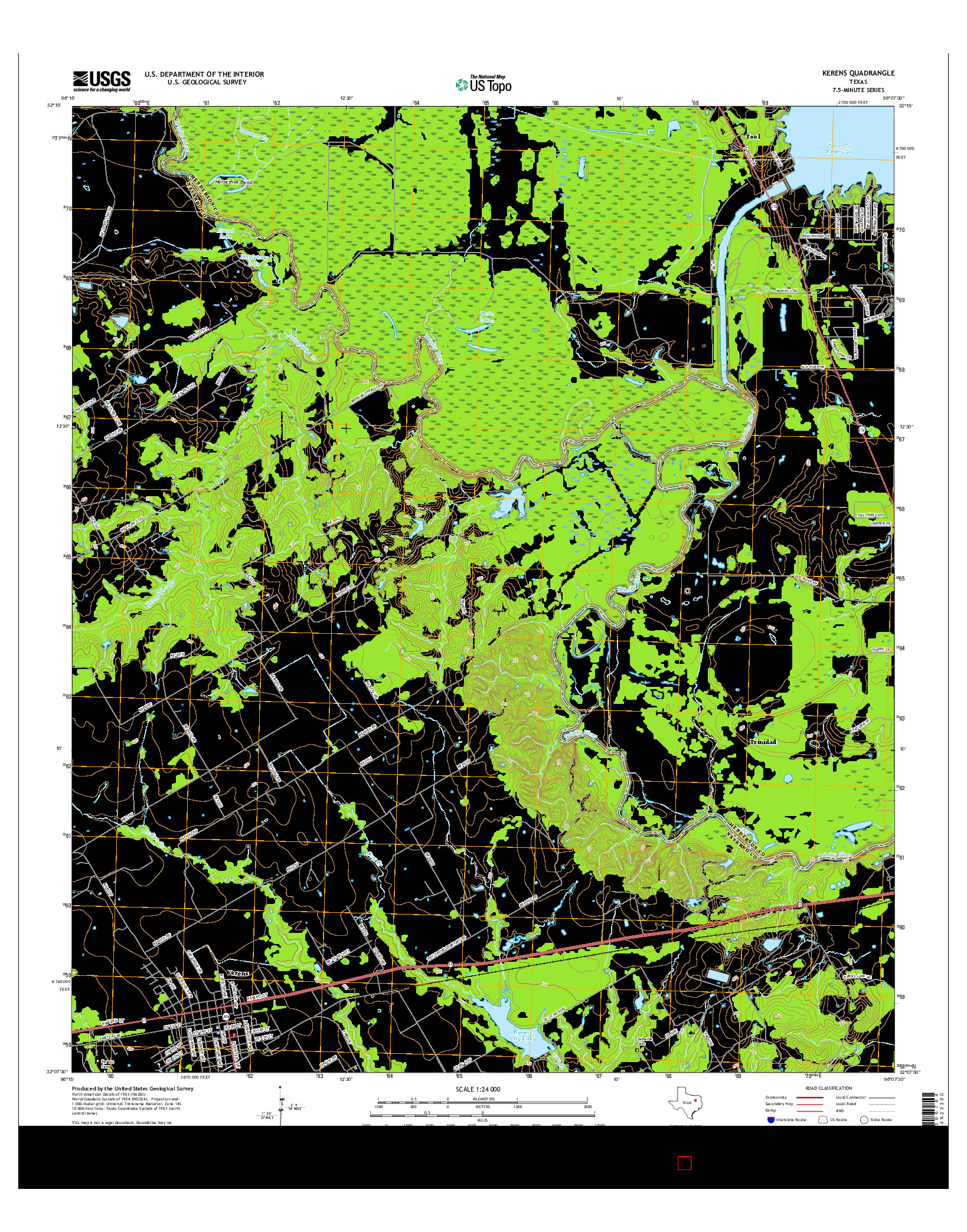 USGS US TOPO 7.5-MINUTE MAP FOR KERENS, TX 2016