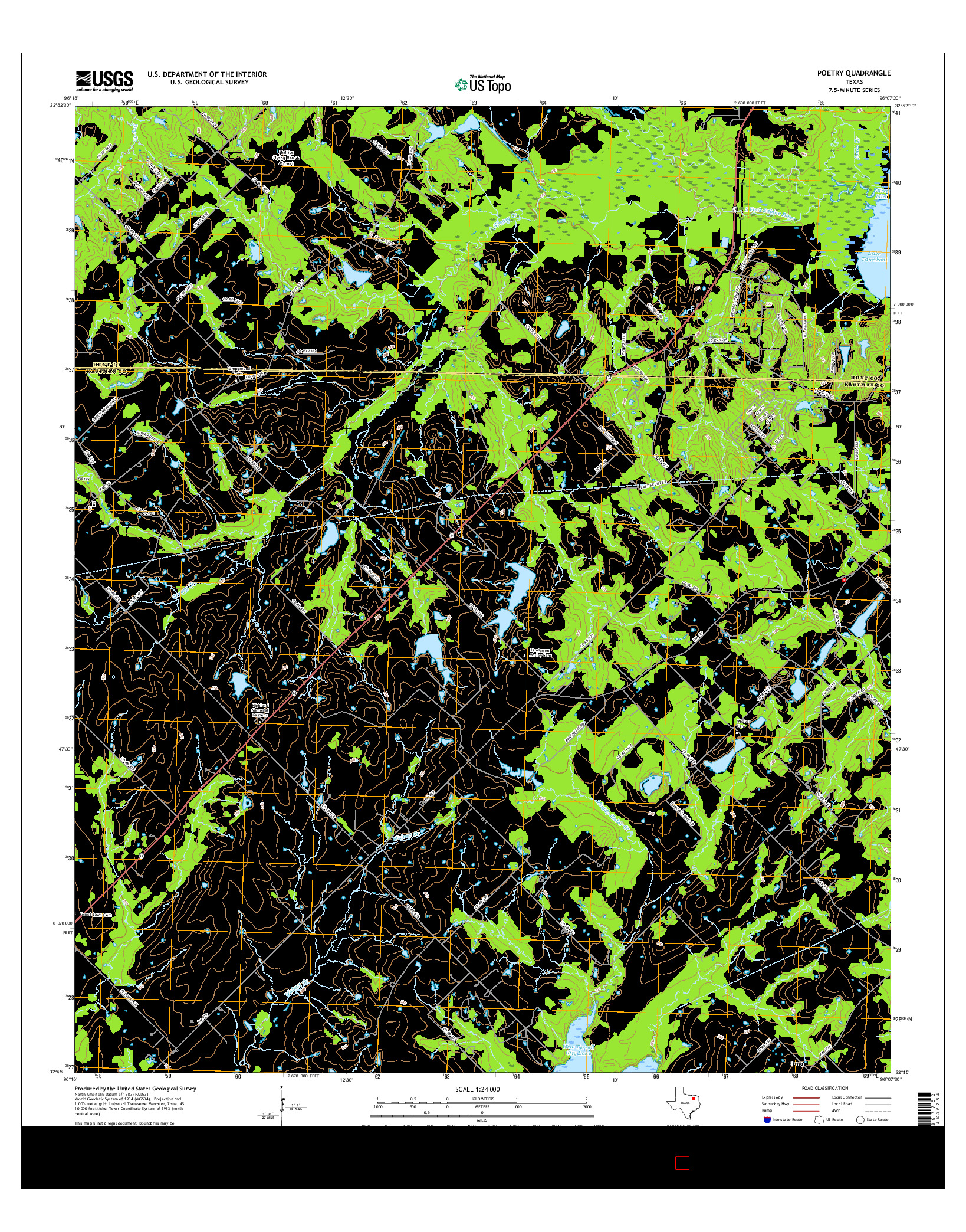 USGS US TOPO 7.5-MINUTE MAP FOR POETRY, TX 2016