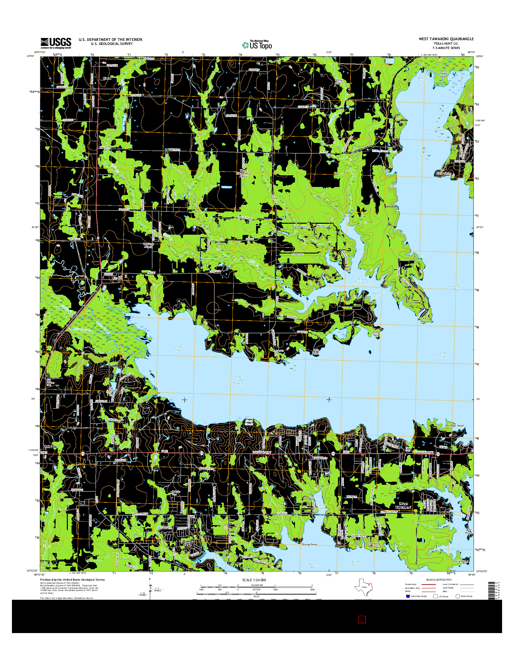 USGS US TOPO 7.5-MINUTE MAP FOR WEST TAWAKONI, TX 2016