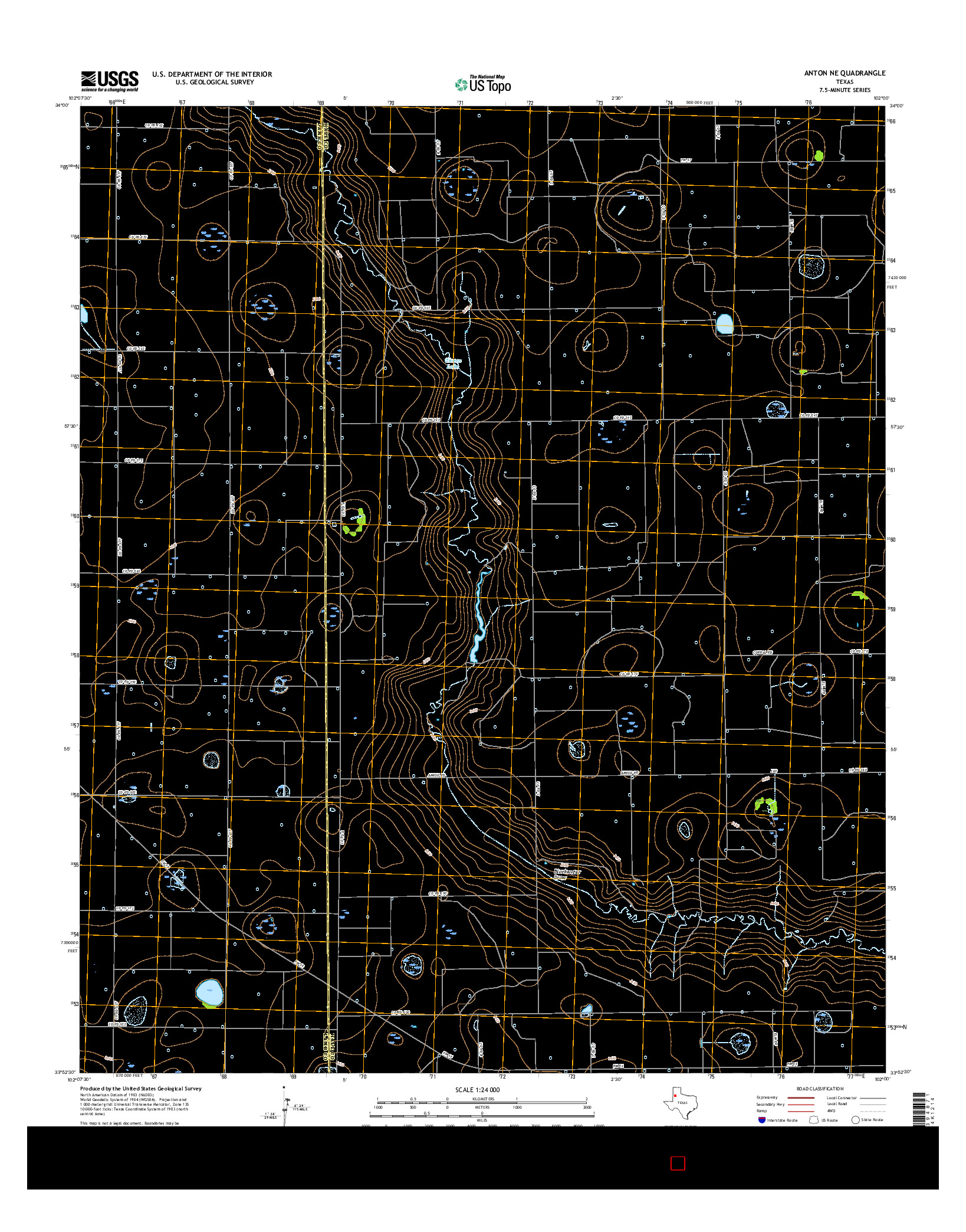 USGS US TOPO 7.5-MINUTE MAP FOR ANTON NE, TX 2016