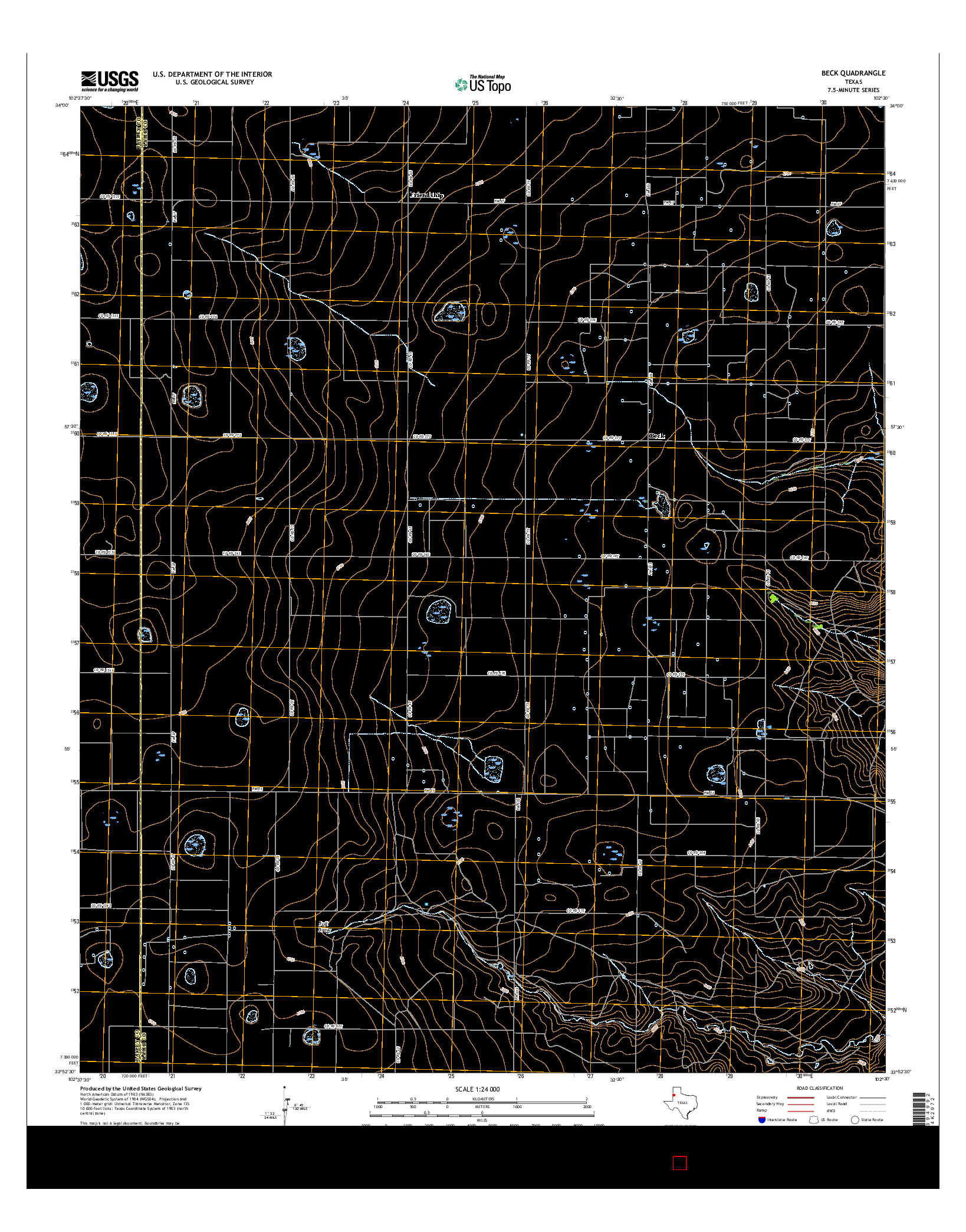 USGS US TOPO 7.5-MINUTE MAP FOR BECK, TX 2016