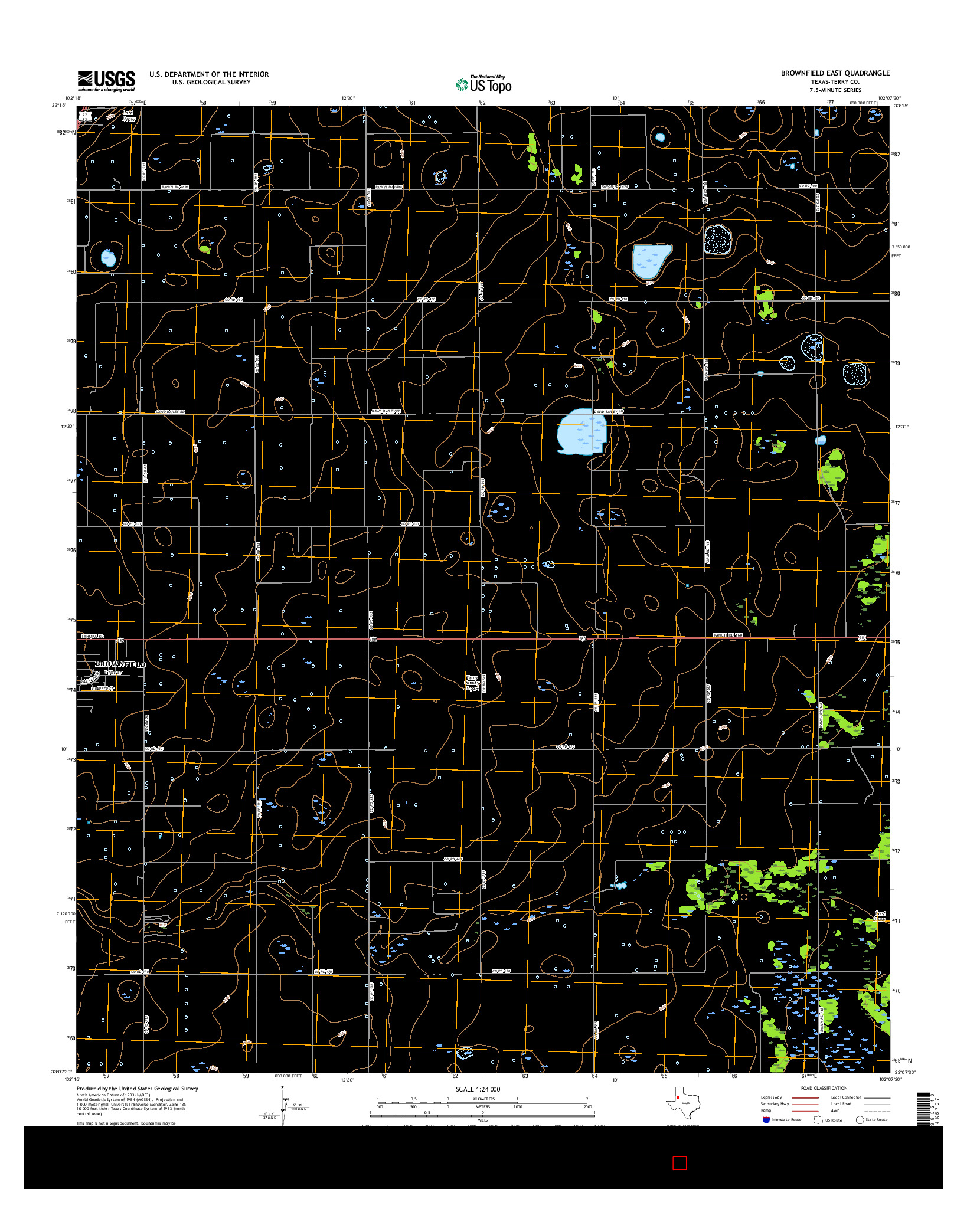 USGS US TOPO 7.5-MINUTE MAP FOR BROWNFIELD EAST, TX 2016