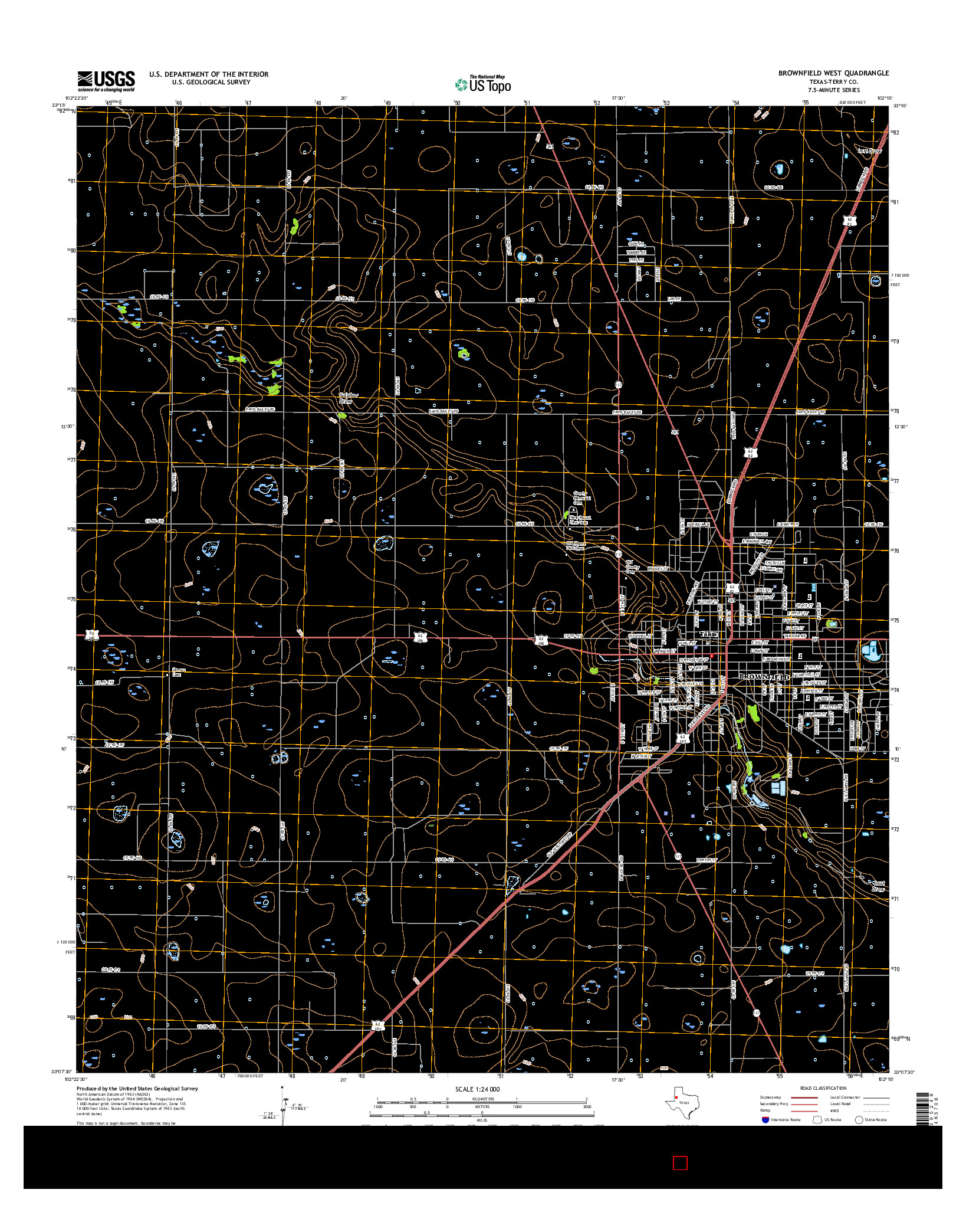 USGS US TOPO 7.5-MINUTE MAP FOR BROWNFIELD WEST, TX 2016
