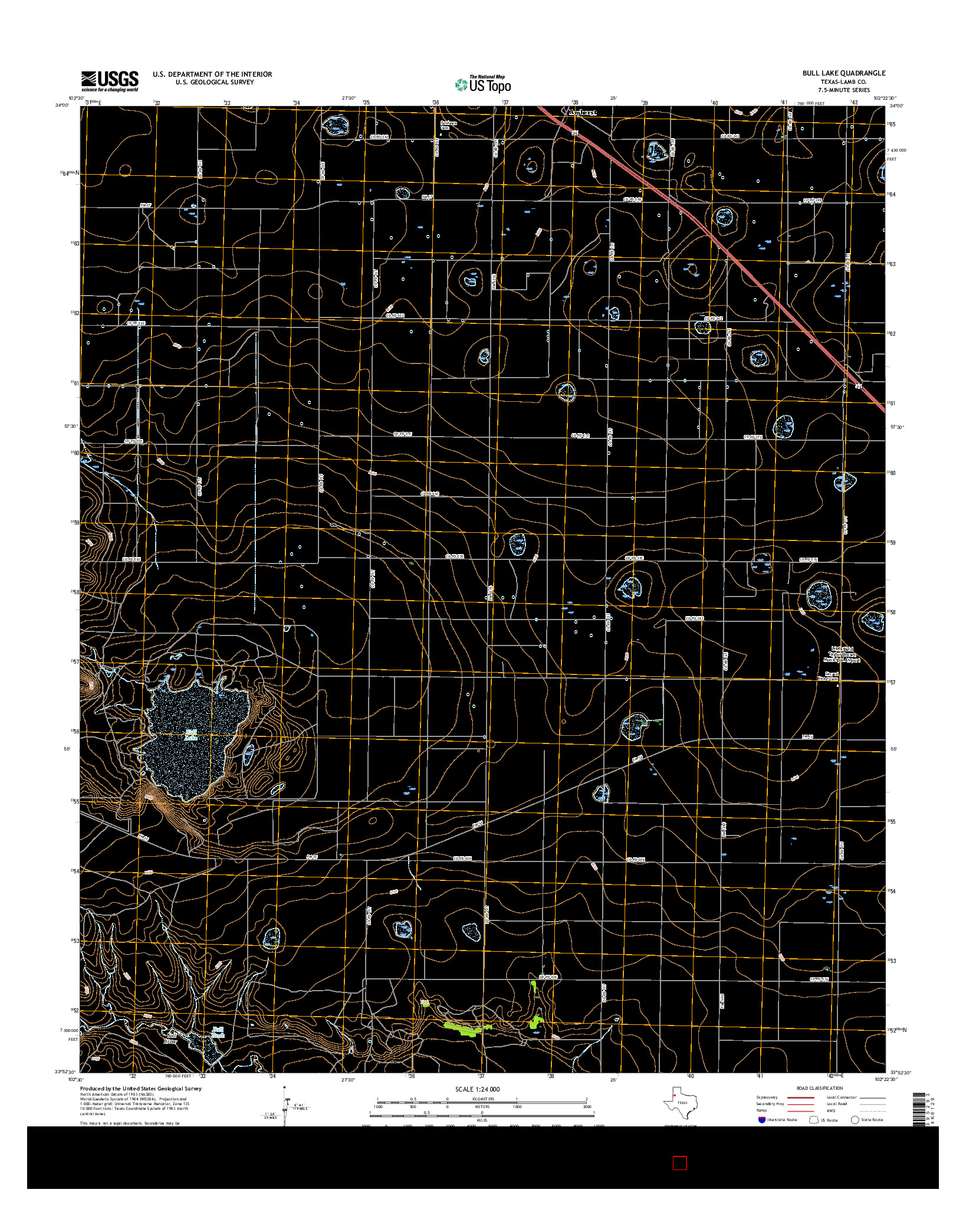 USGS US TOPO 7.5-MINUTE MAP FOR BULL LAKE, TX 2016