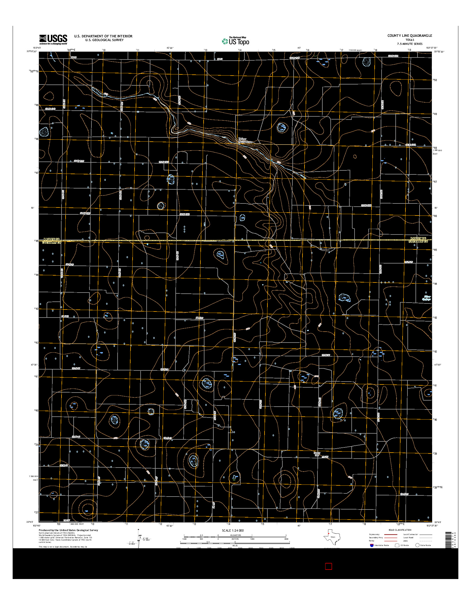 USGS US TOPO 7.5-MINUTE MAP FOR COUNTY LINE, TX 2016