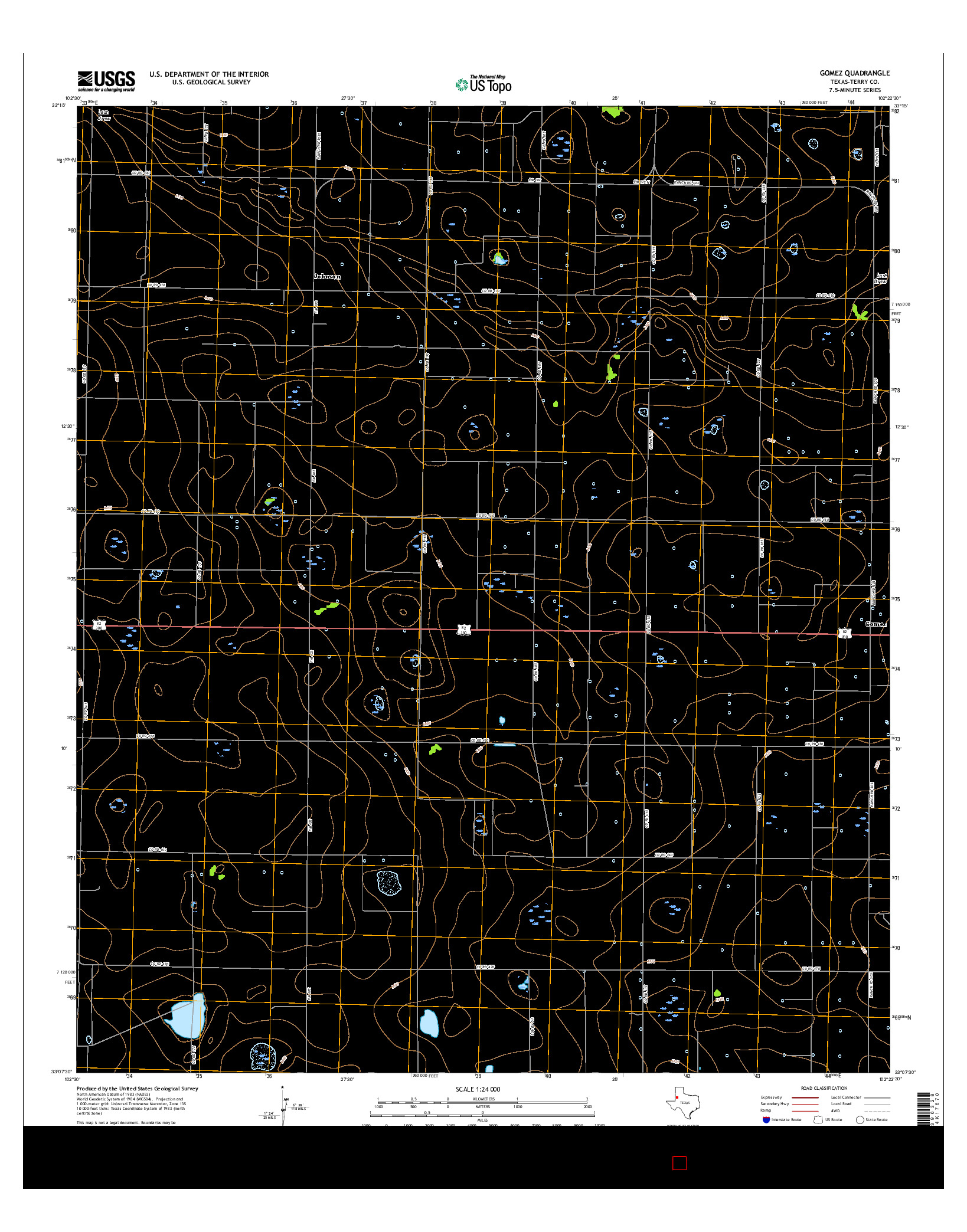 USGS US TOPO 7.5-MINUTE MAP FOR GOMEZ, TX 2016