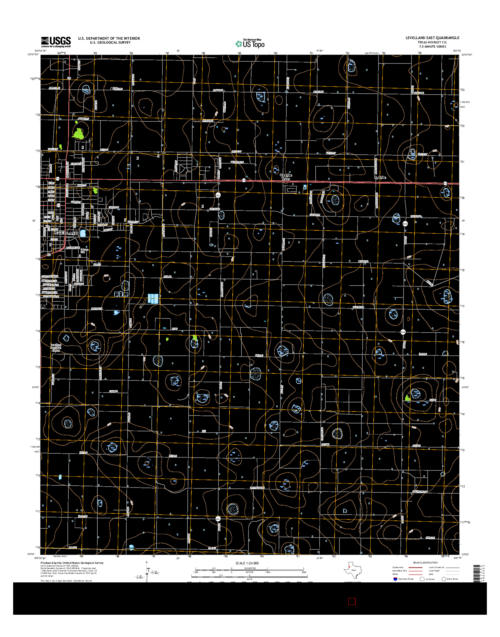 USGS US TOPO 7.5-MINUTE MAP FOR LEVELLAND EAST, TX 2016