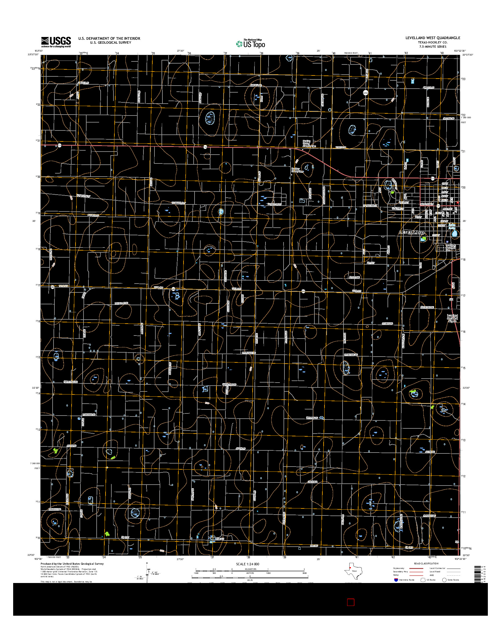 USGS US TOPO 7.5-MINUTE MAP FOR LEVELLAND WEST, TX 2016