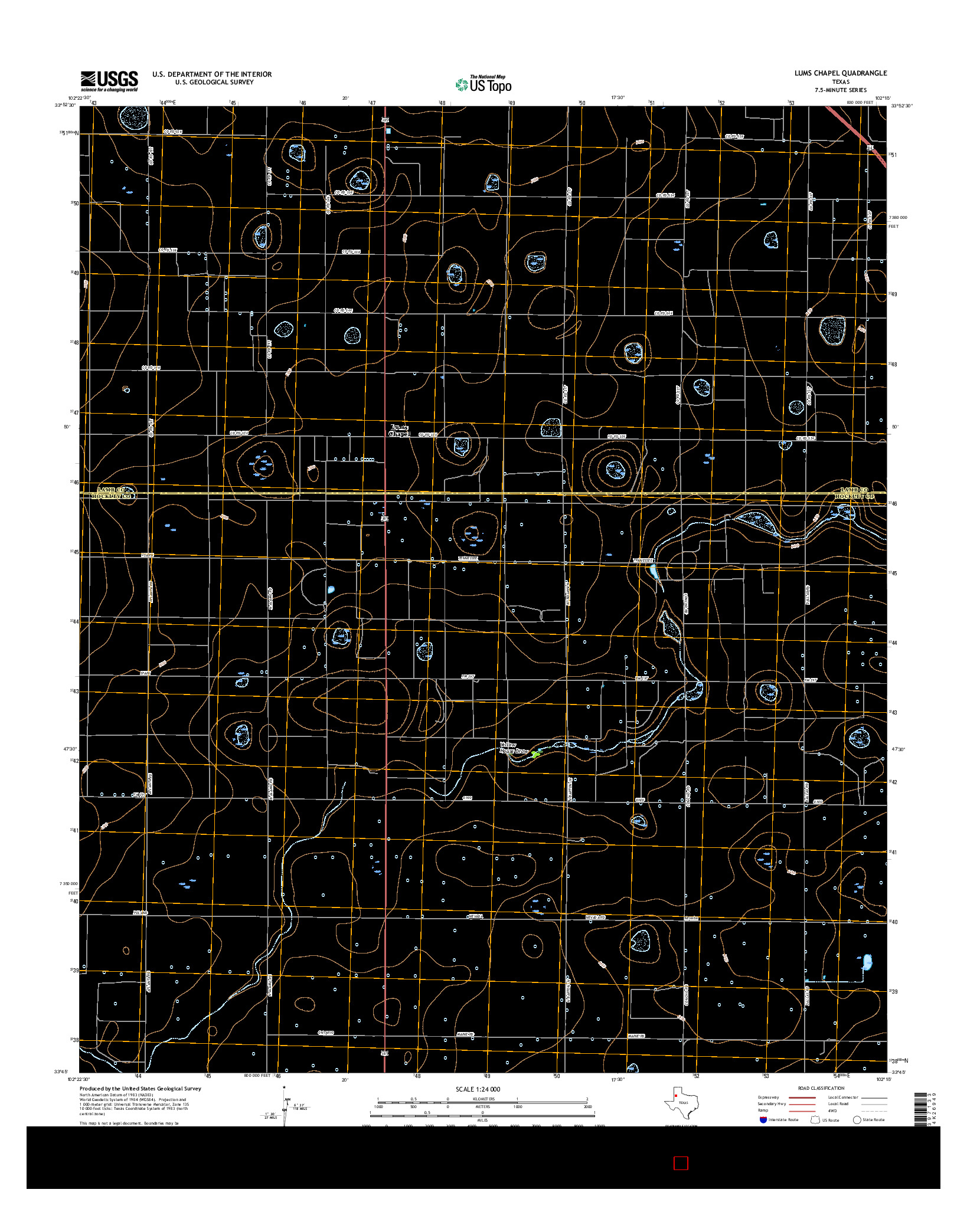 USGS US TOPO 7.5-MINUTE MAP FOR LUMS CHAPEL, TX 2016