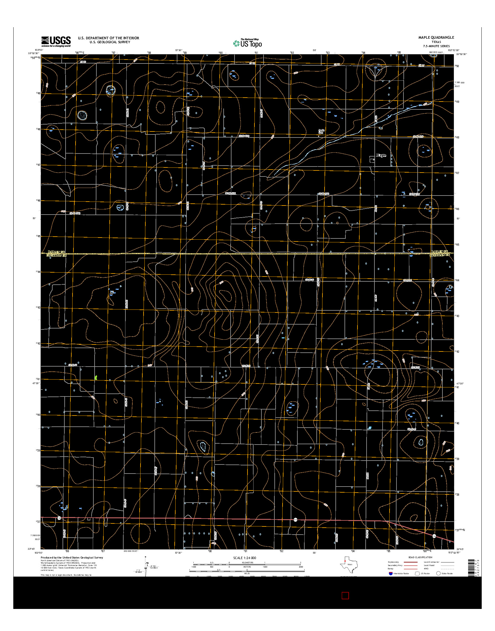 USGS US TOPO 7.5-MINUTE MAP FOR MAPLE, TX 2016