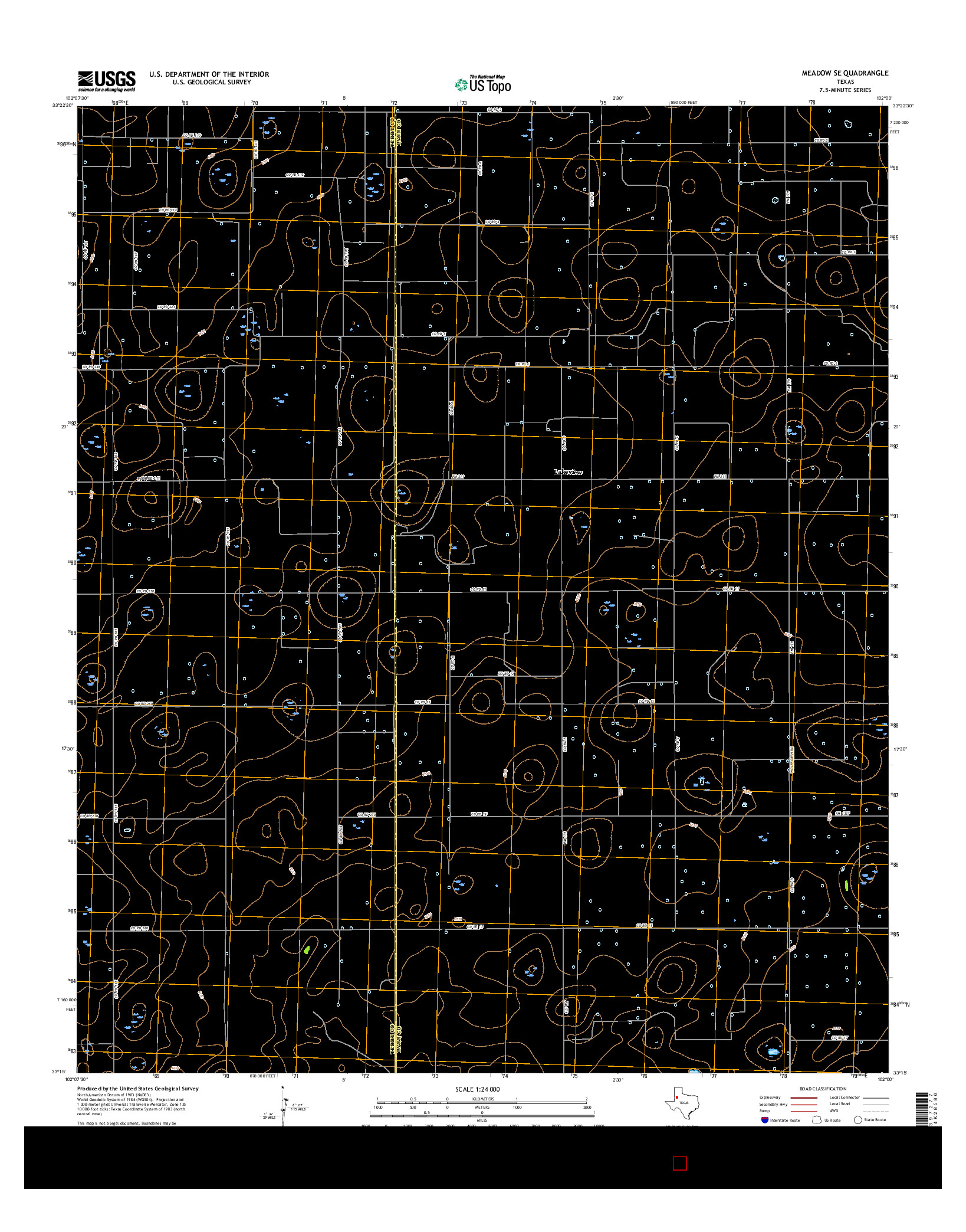 USGS US TOPO 7.5-MINUTE MAP FOR MEADOW SE, TX 2016