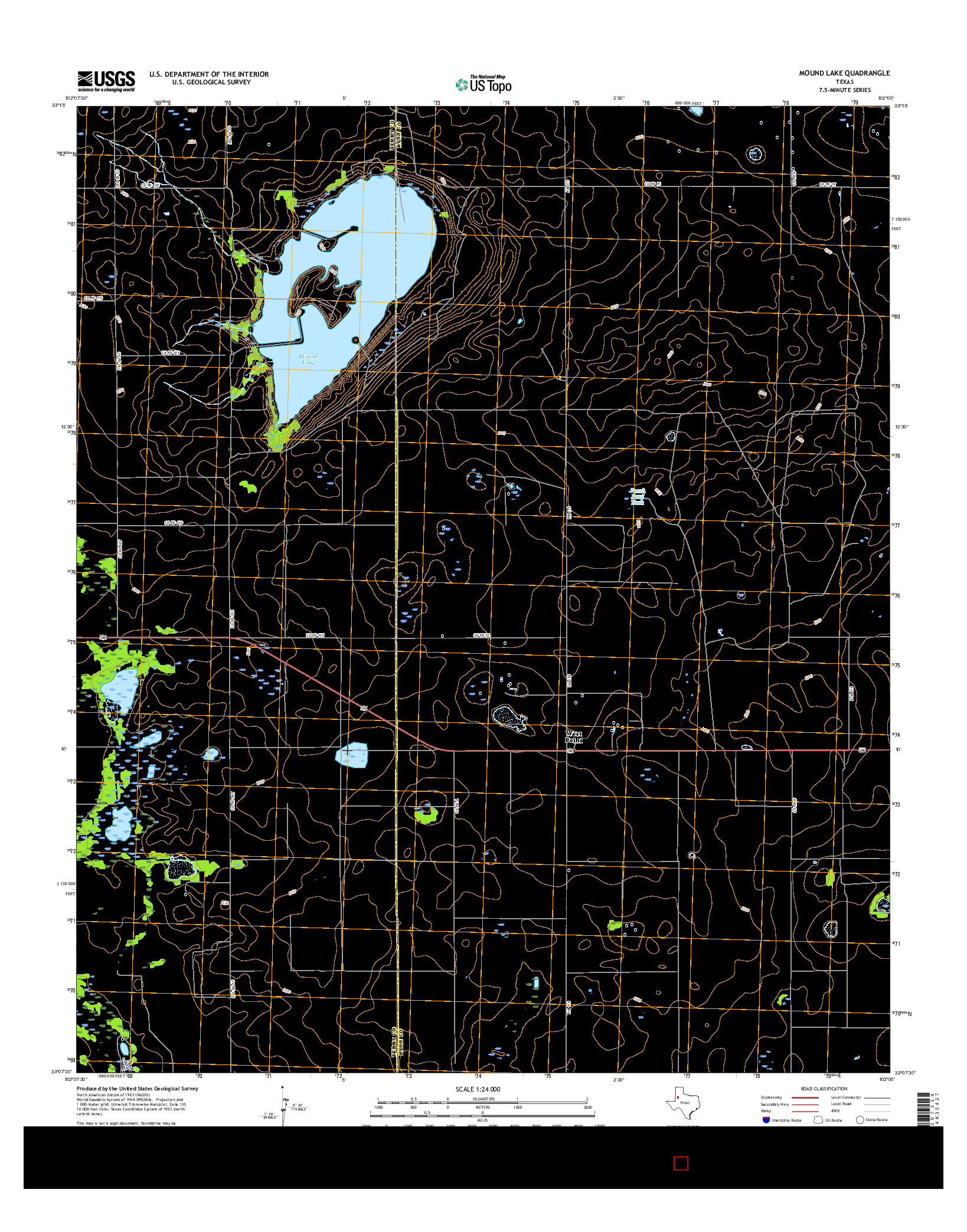 USGS US TOPO 7.5-MINUTE MAP FOR MOUND LAKE, TX 2016