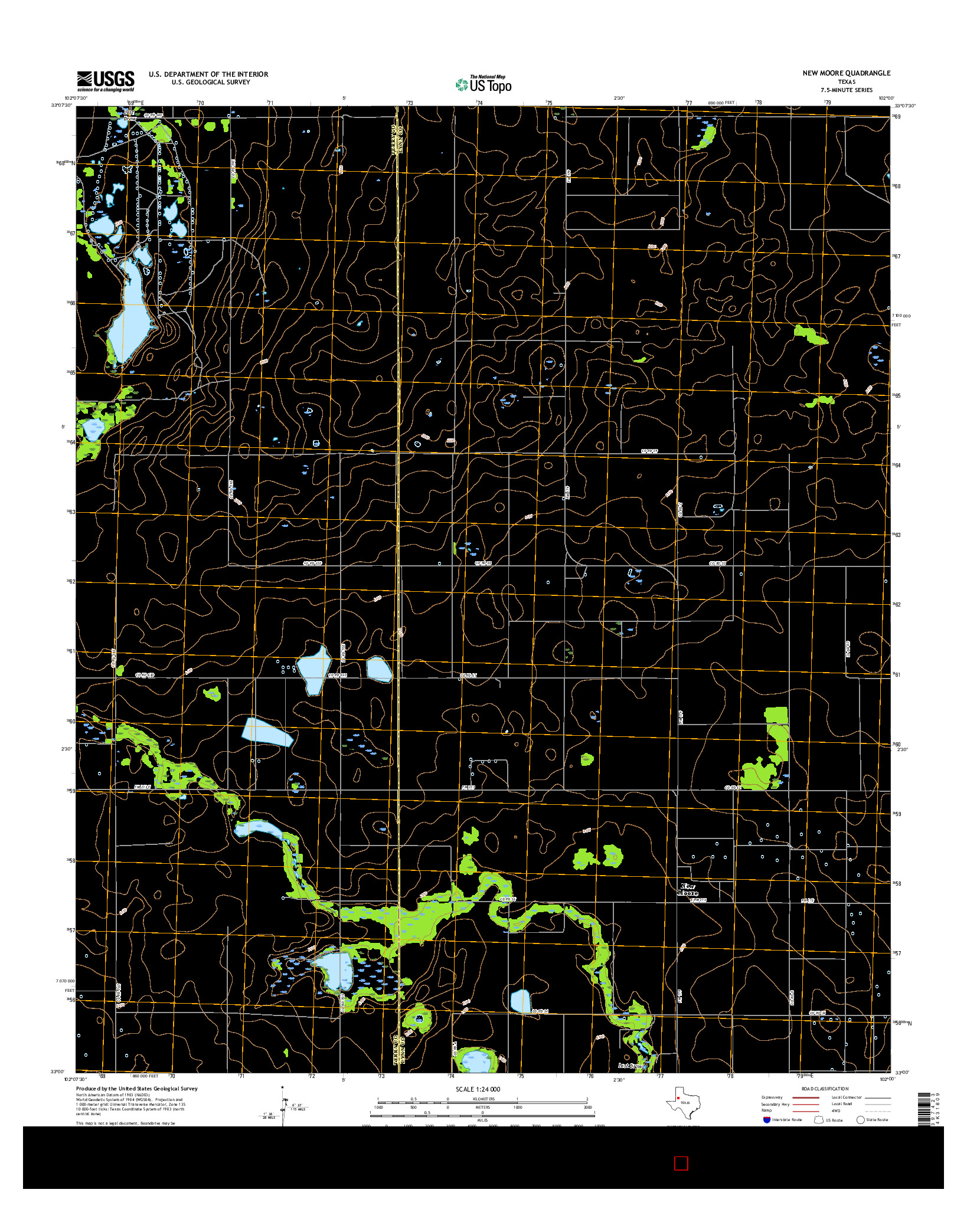 USGS US TOPO 7.5-MINUTE MAP FOR NEW MOORE, TX 2016