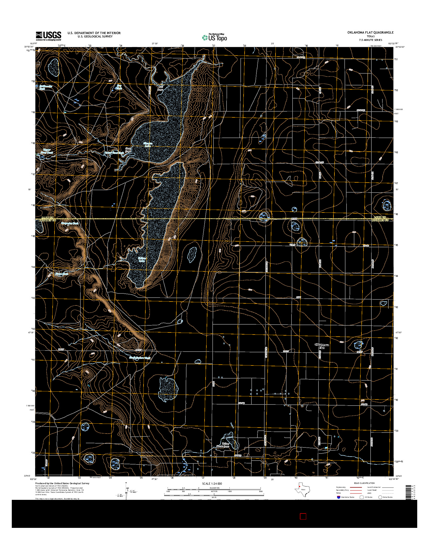 USGS US TOPO 7.5-MINUTE MAP FOR OKLAHOMA FLAT, TX 2016