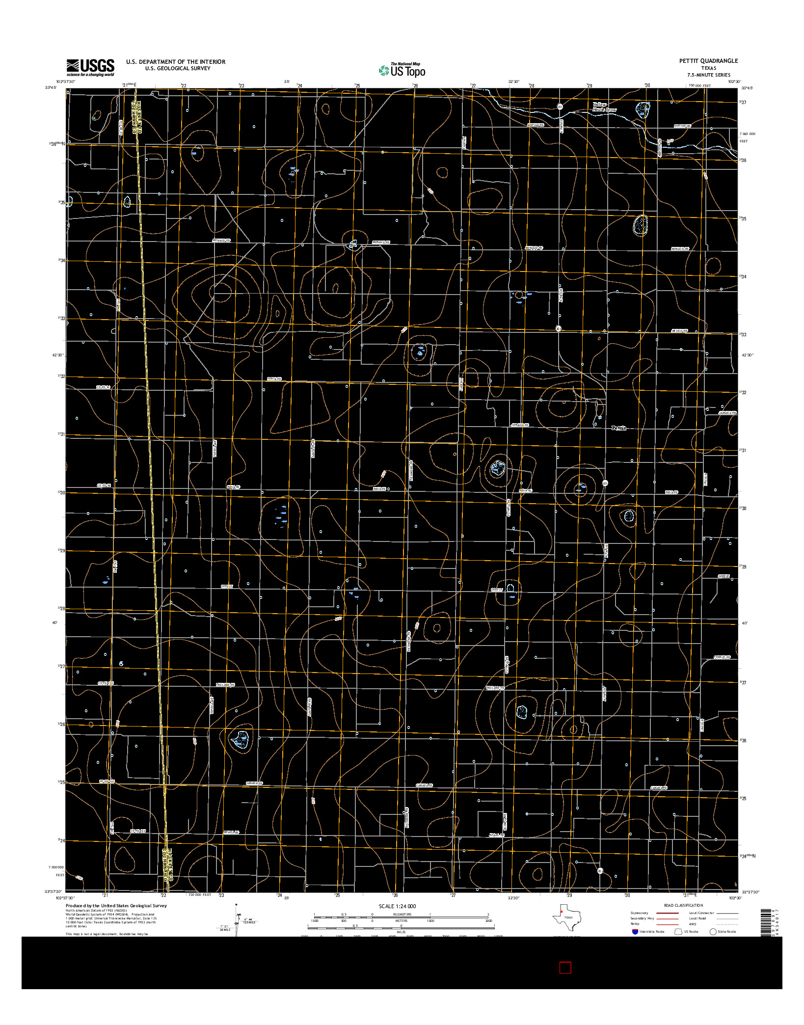 USGS US TOPO 7.5-MINUTE MAP FOR PETTIT, TX 2016