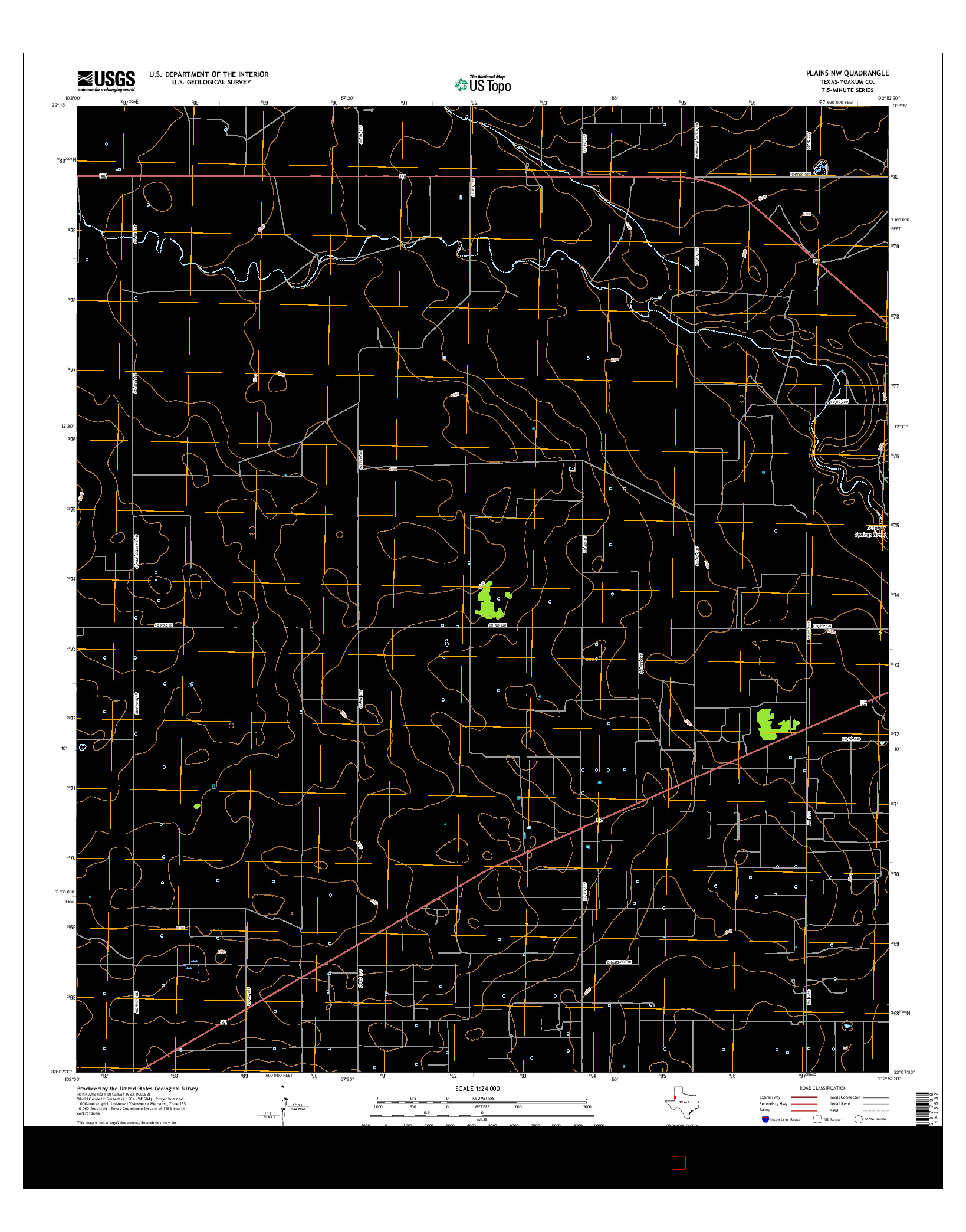 USGS US TOPO 7.5-MINUTE MAP FOR PLAINS NW, TX 2016