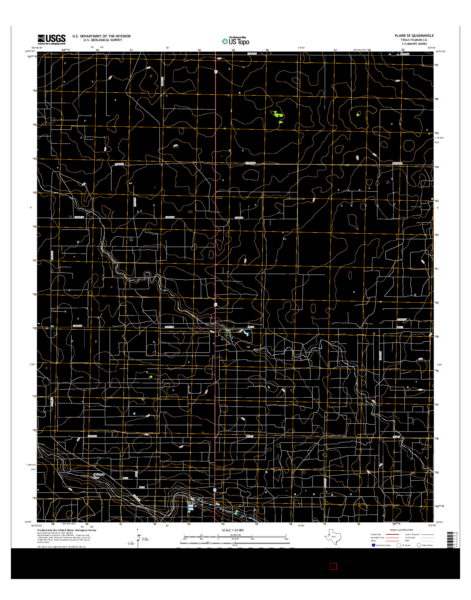 USGS US TOPO 7.5-MINUTE MAP FOR PLAINS SE, TX 2016