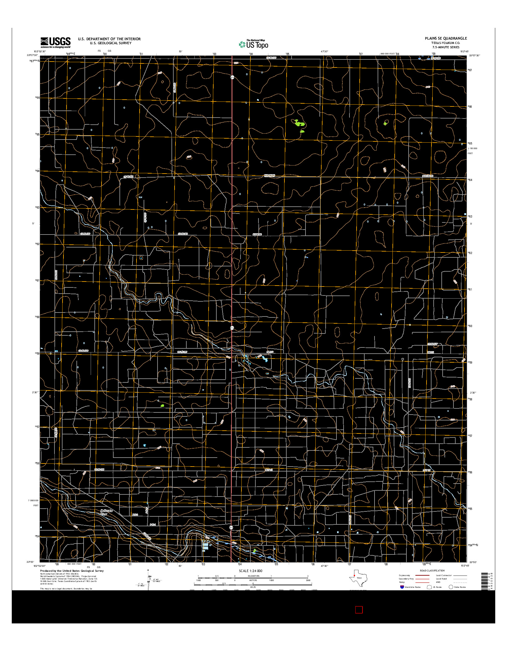 USGS US TOPO 7.5-MINUTE MAP FOR PLAINS SE, TX 2016