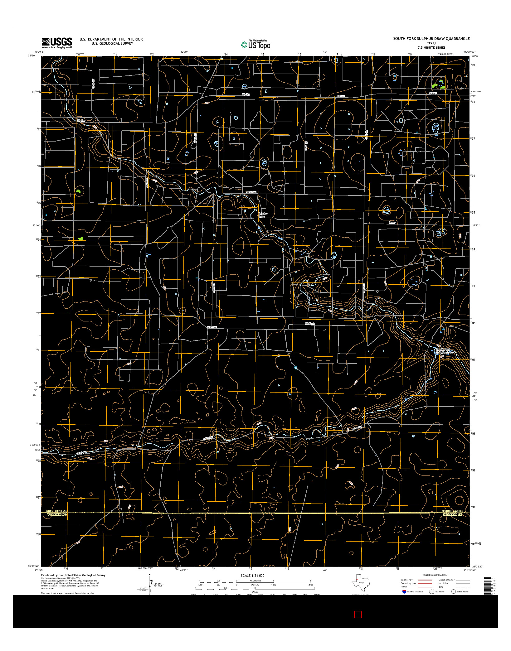 USGS US TOPO 7.5-MINUTE MAP FOR SOUTH FORK SULPHUR DRAW, TX 2016