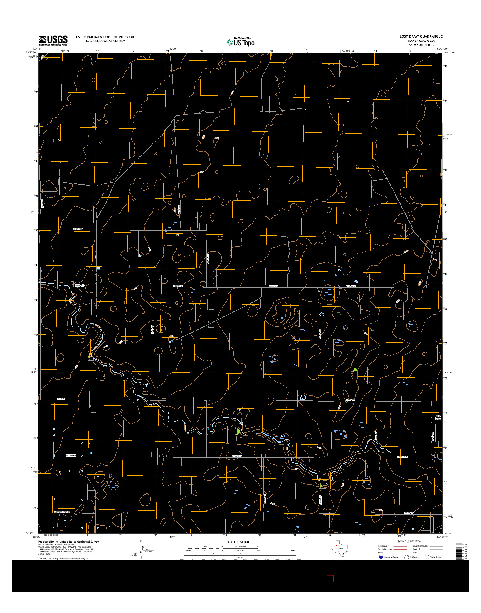 USGS US TOPO 7.5-MINUTE MAP FOR LOST DRAW, TX 2016