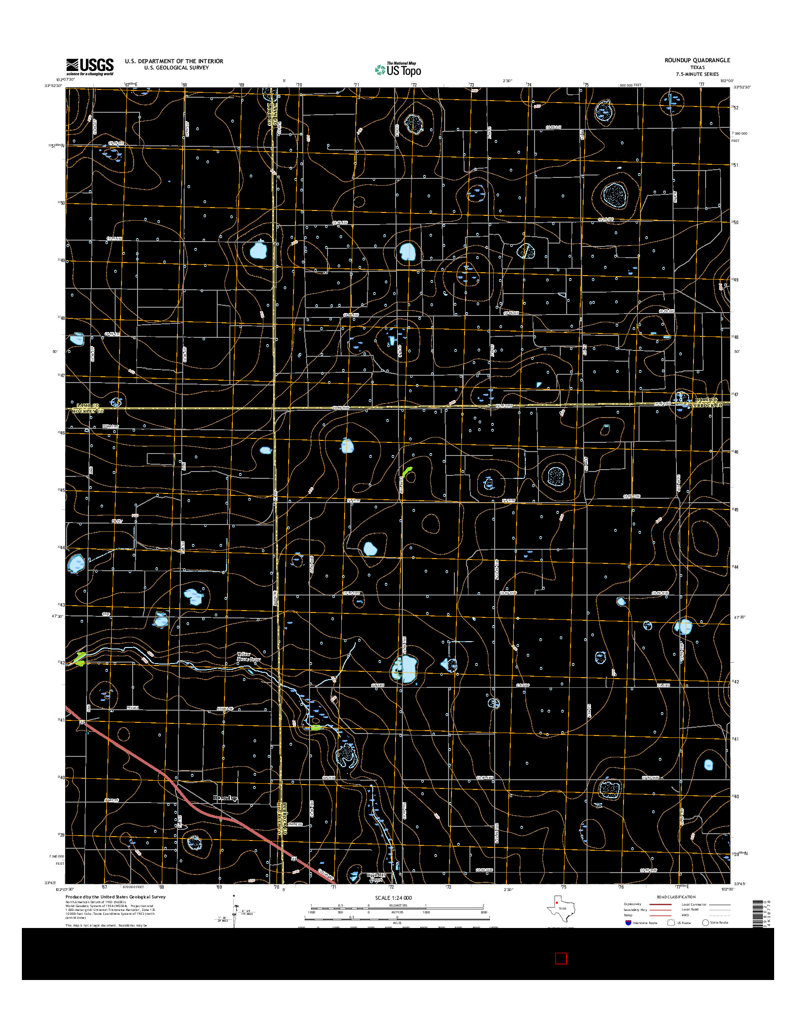 USGS US TOPO 7.5-MINUTE MAP FOR ROUNDUP, TX 2016