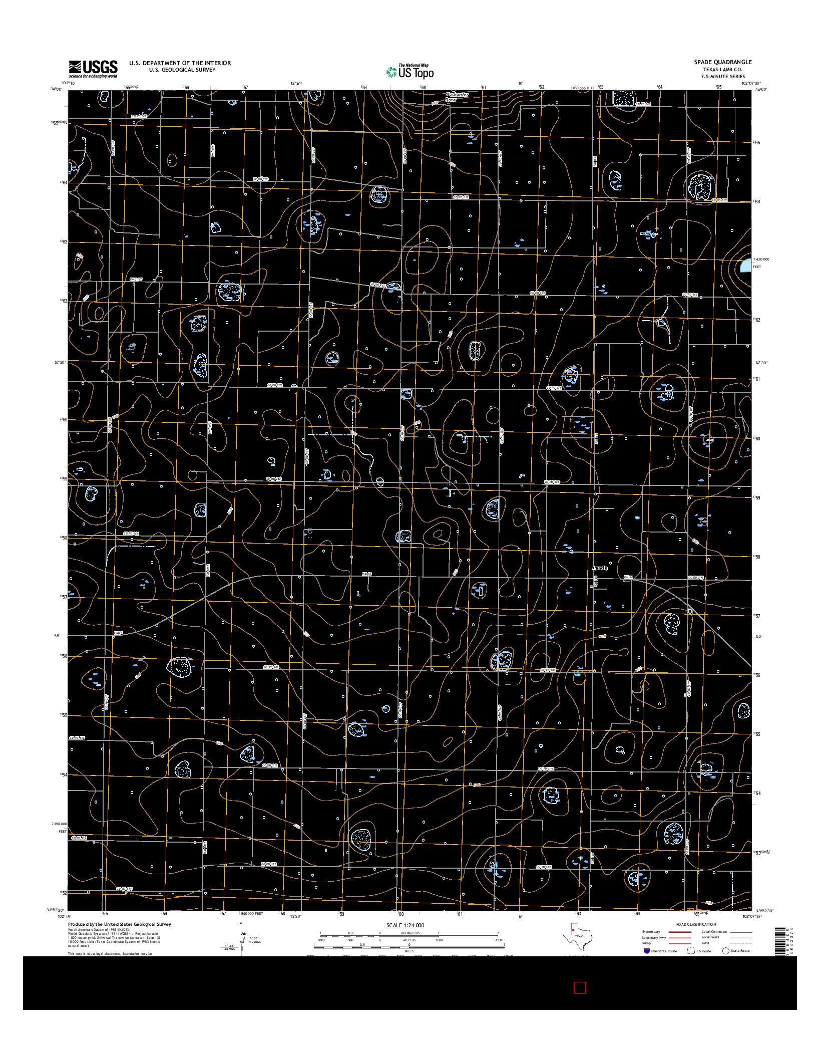 USGS US TOPO 7.5-MINUTE MAP FOR SPADE, TX 2016