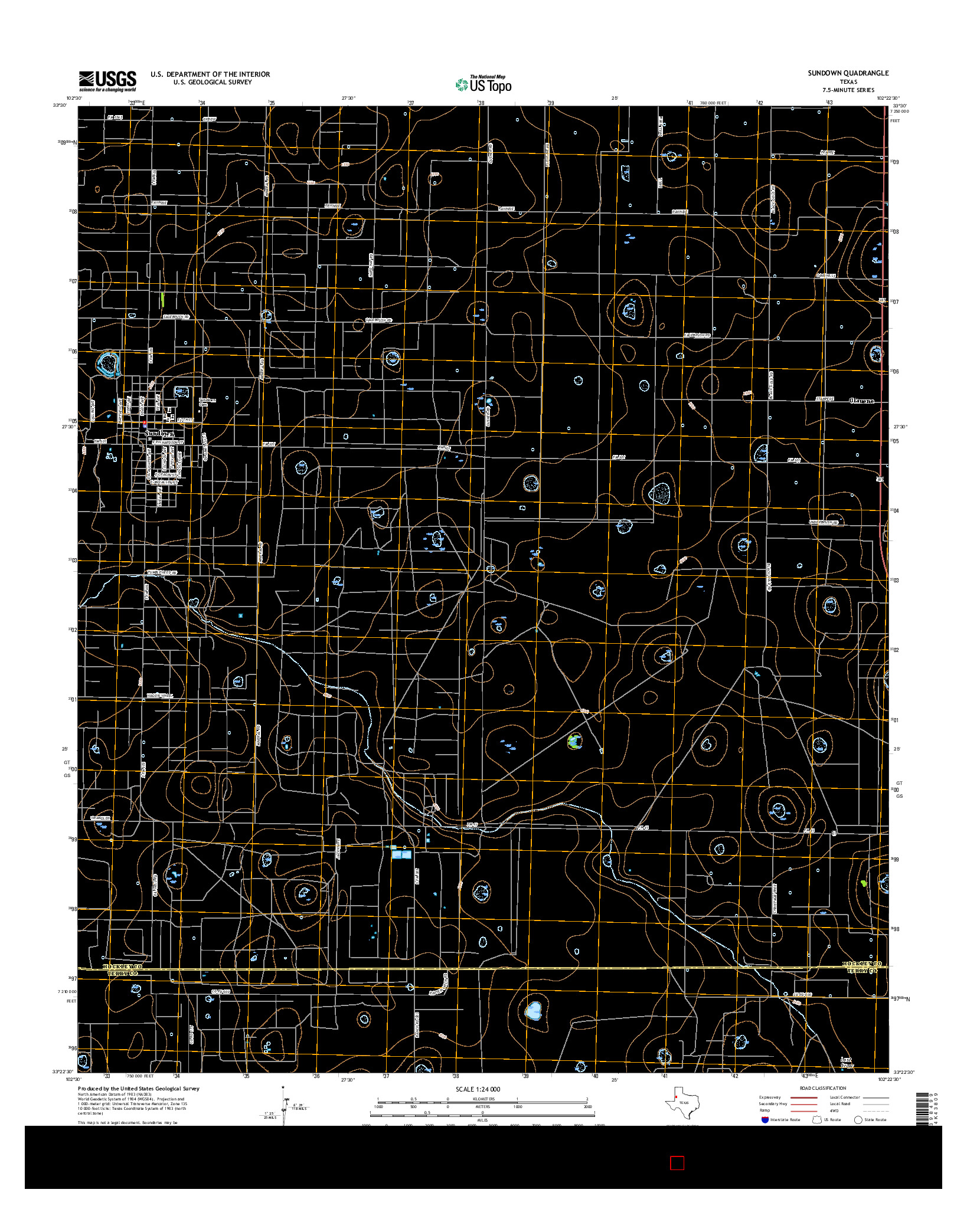 USGS US TOPO 7.5-MINUTE MAP FOR SUNDOWN, TX 2016