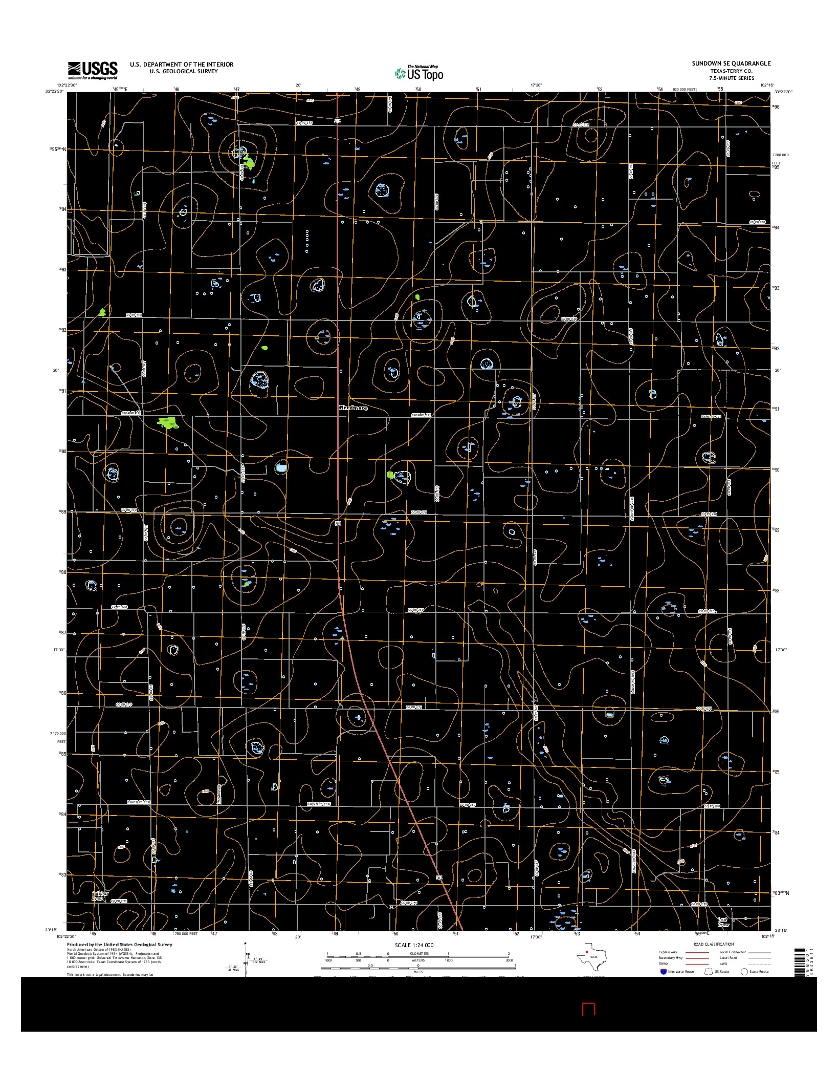 USGS US TOPO 7.5-MINUTE MAP FOR SUNDOWN SE, TX 2016