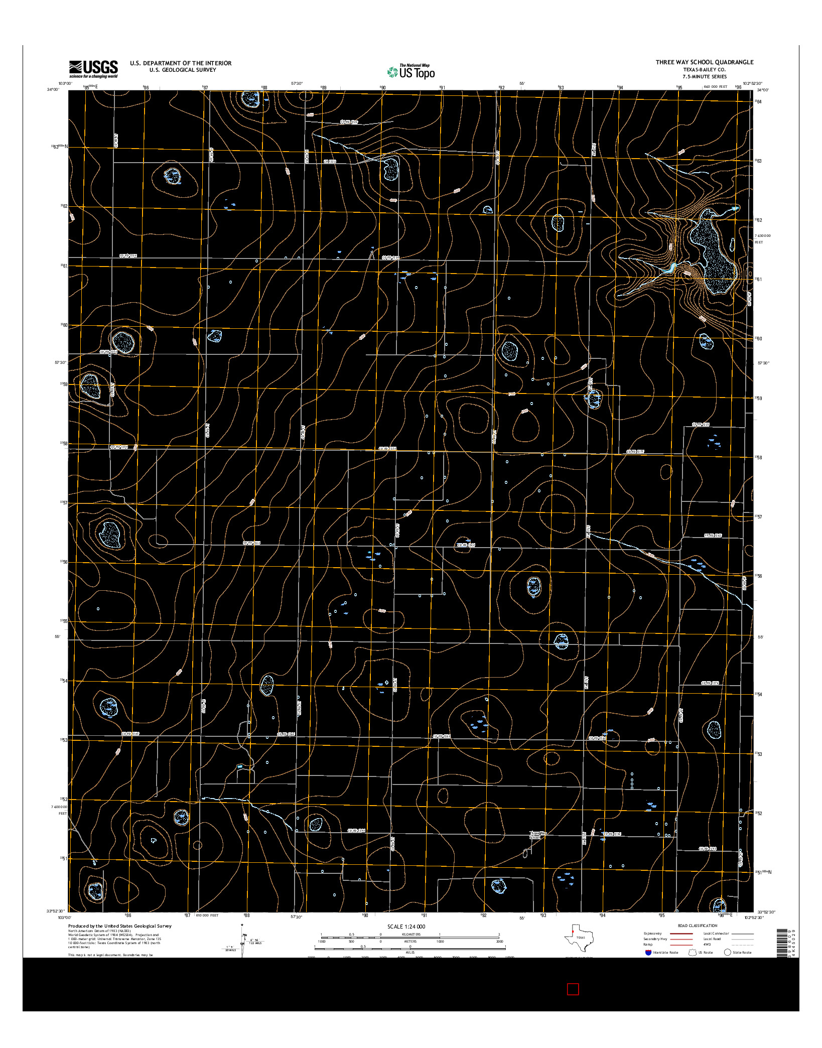 USGS US TOPO 7.5-MINUTE MAP FOR THREE WAY SCHOOL, TX 2016